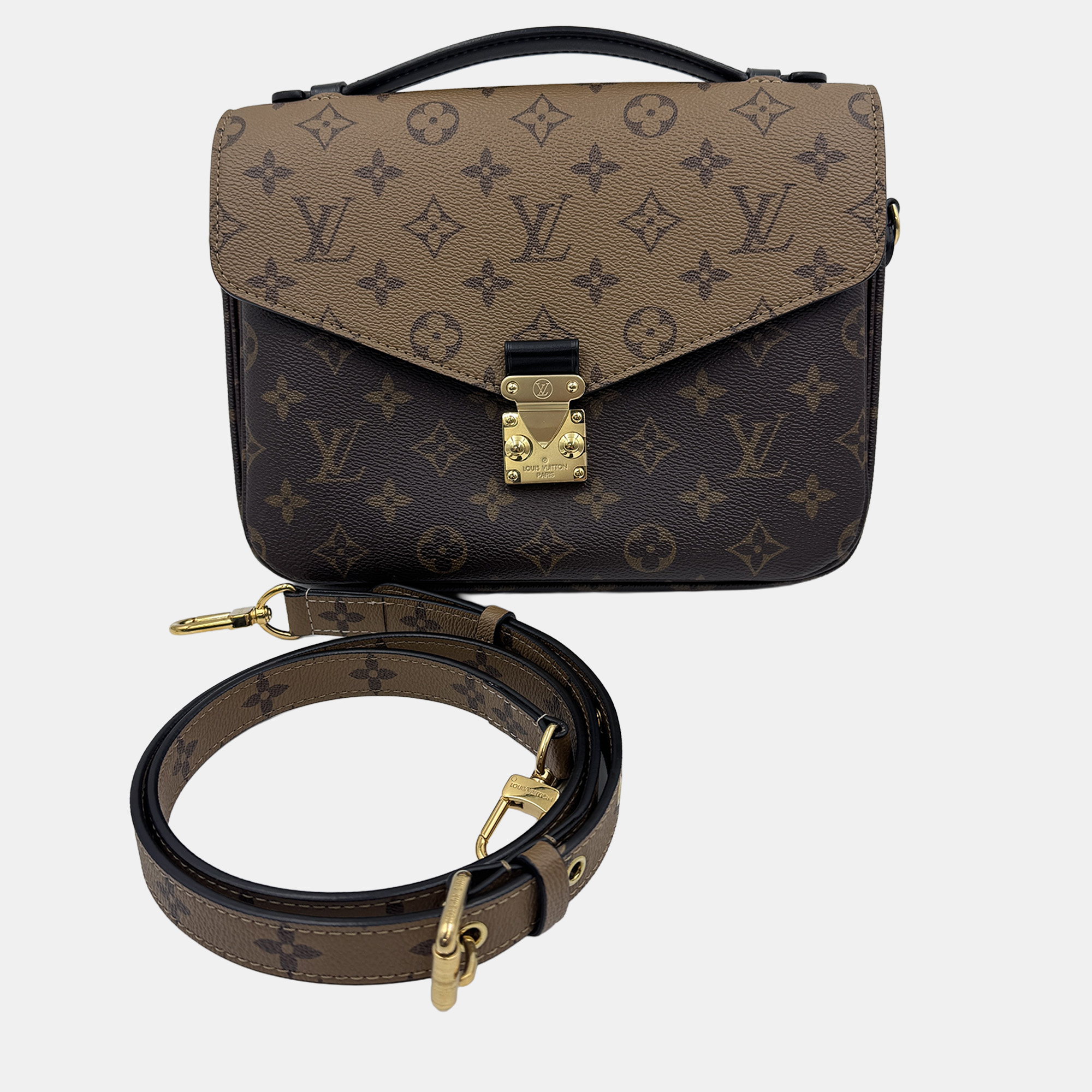 Pre-owned Louis Vuitton Brown Monogram Reverse Canvas Pochette Metis Bag