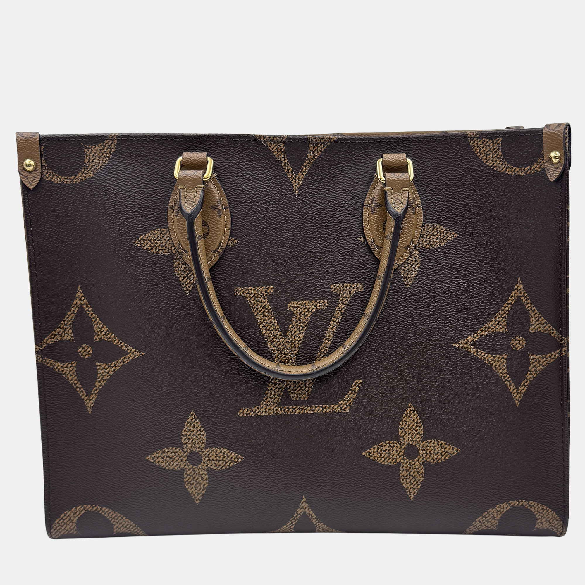 Pre-owned Louis Vuitton Brown Monogram Giant Reverse Canvas Onthego Mm Bag