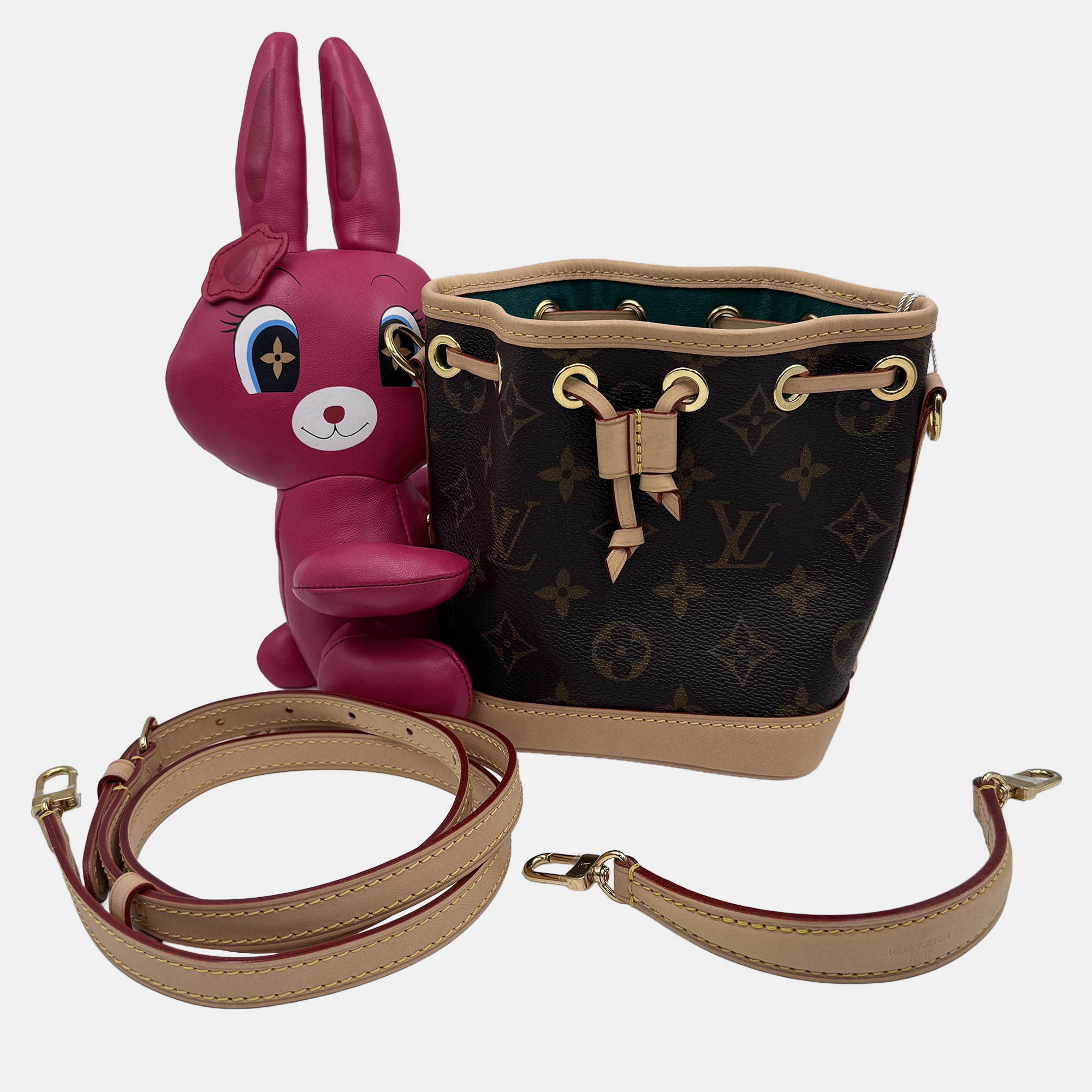 

Louis Vuitton Nano Noe Fuschia Brown Monogram Coated Canvas Bucket Bag