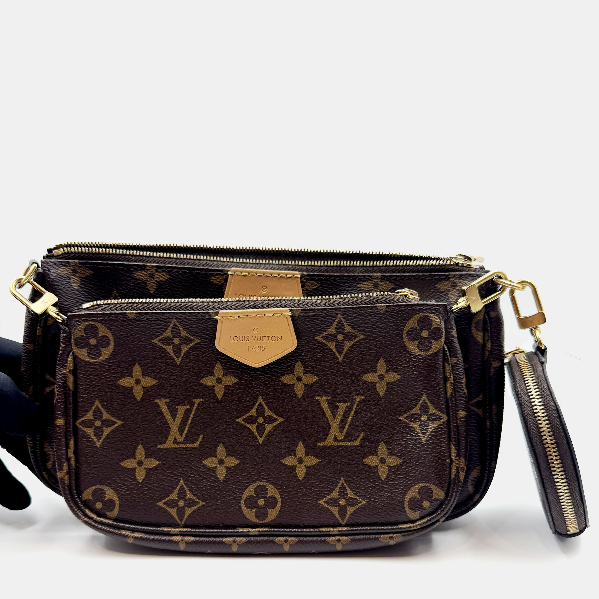 

Louis Vuitton Multi Pochette Accessoires Monogram Rose Claire Coated Canvas Leather Bag, Brown
