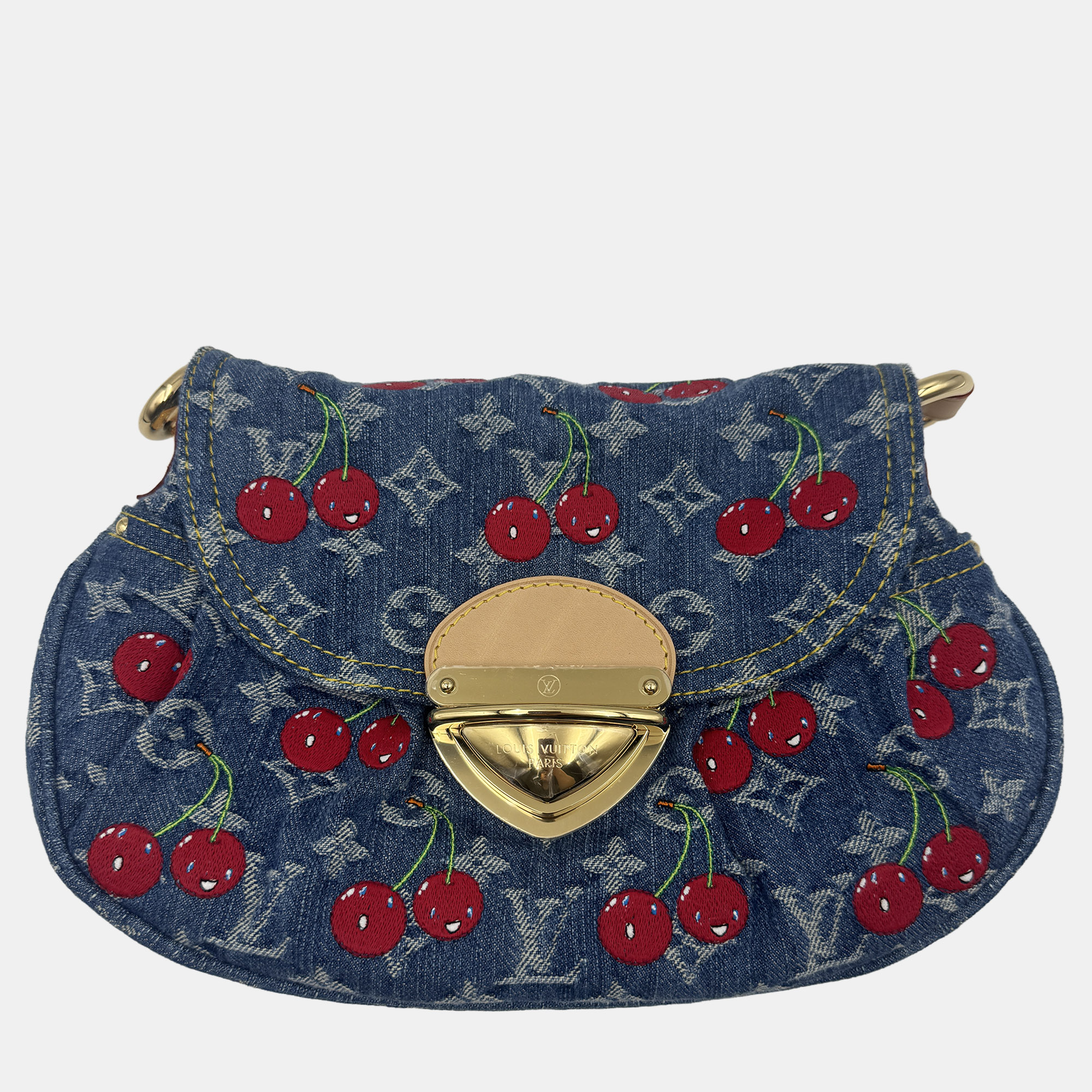 

Louis Vuitton LV x MURAKAMI cherry print denim sunset hobo bag, Blue
