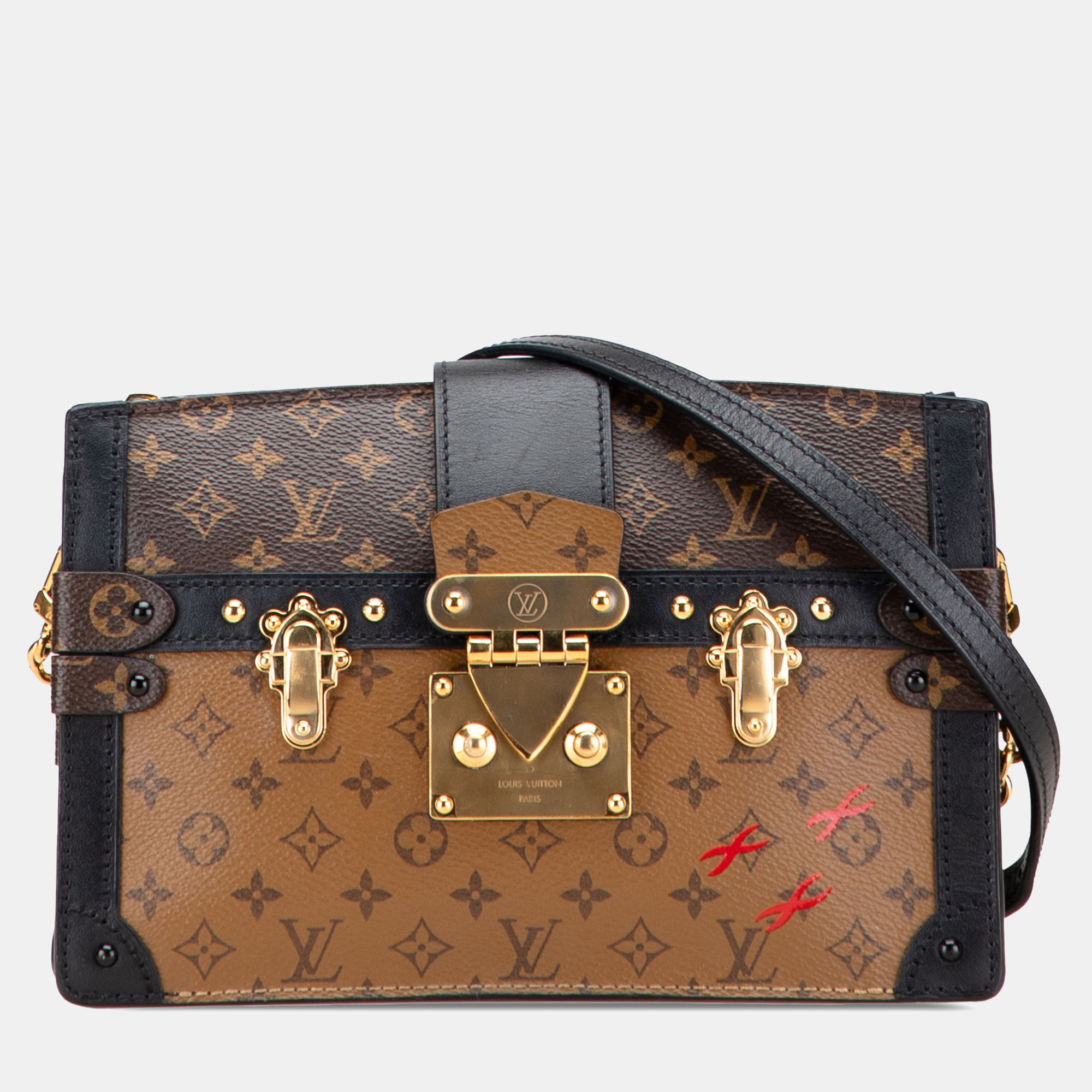 Pre-owned Louis Vuitton Black/brown Monogram Reverse Trunk Clutch