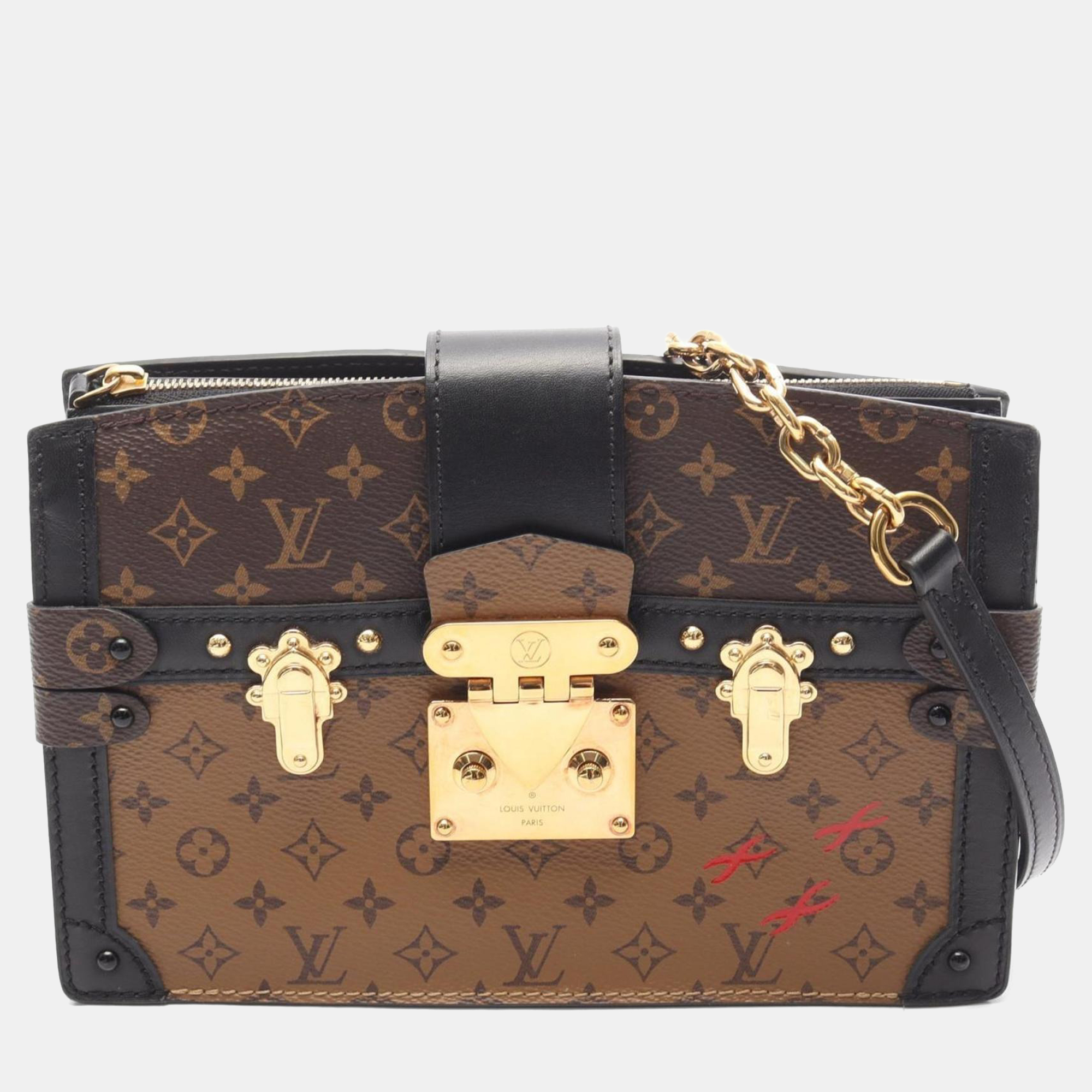 

Louis Vuitton Trunk Clutch Shoulder Bag Coated Canvas And Leather Monogram Reverse Brown Black