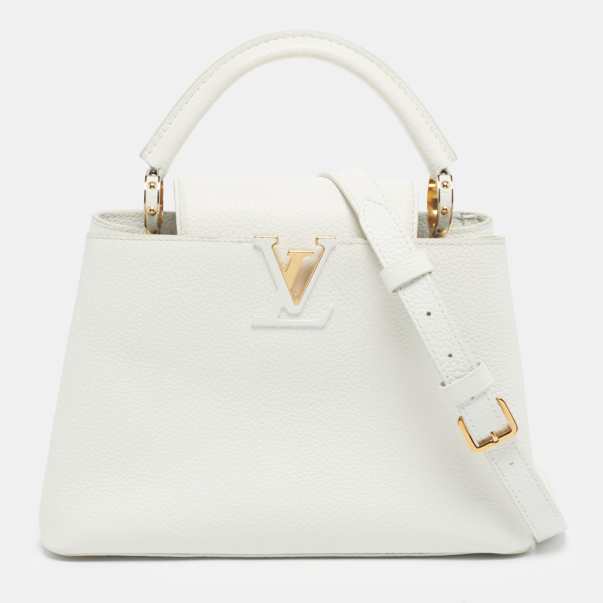 

Louis Vuitton White Leather Capucines BB Bag
