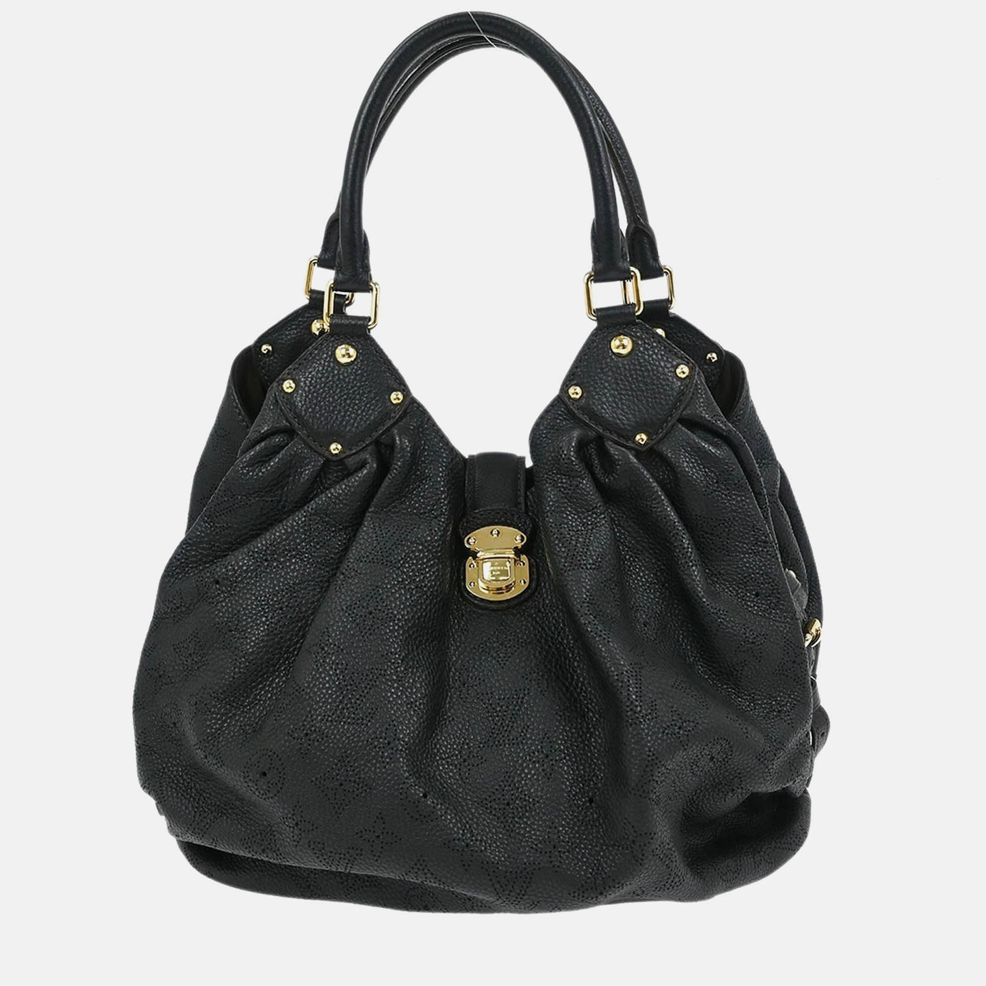 

Louis Vuitton Mahina Black Leather Hobo Bag