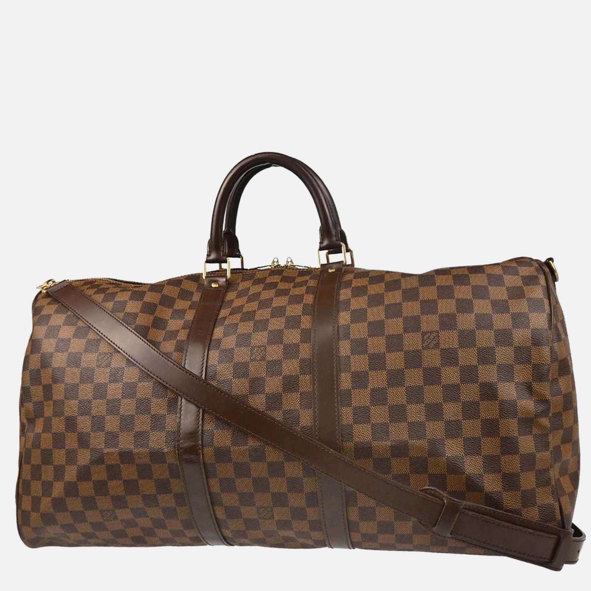 

Louis Vuitton Damier Keepall Bandouliere 55 Duffle Bag, Brown