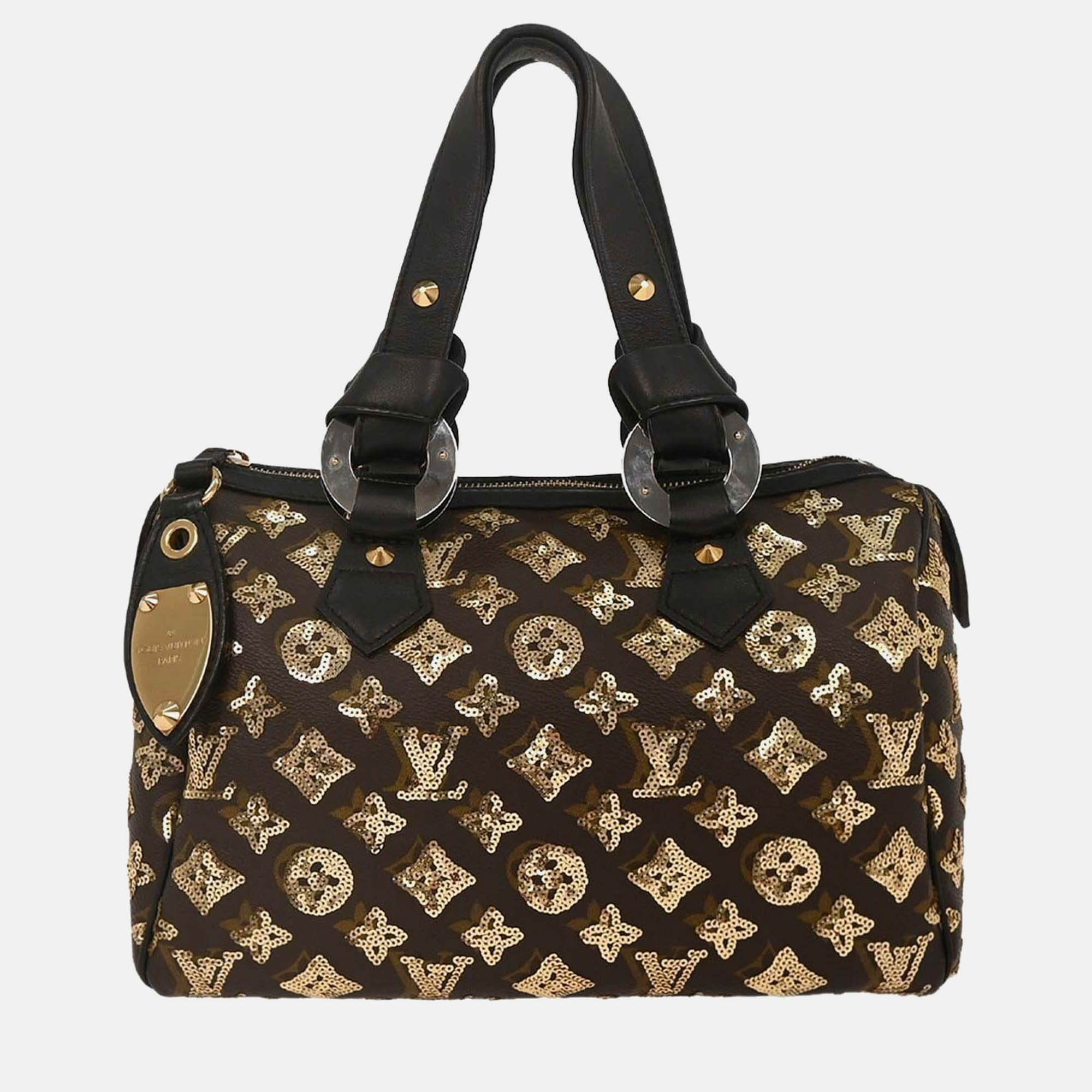 

Louis Vuitton Gold Monogram Eclipse Speedy 30 Handbag, Black
