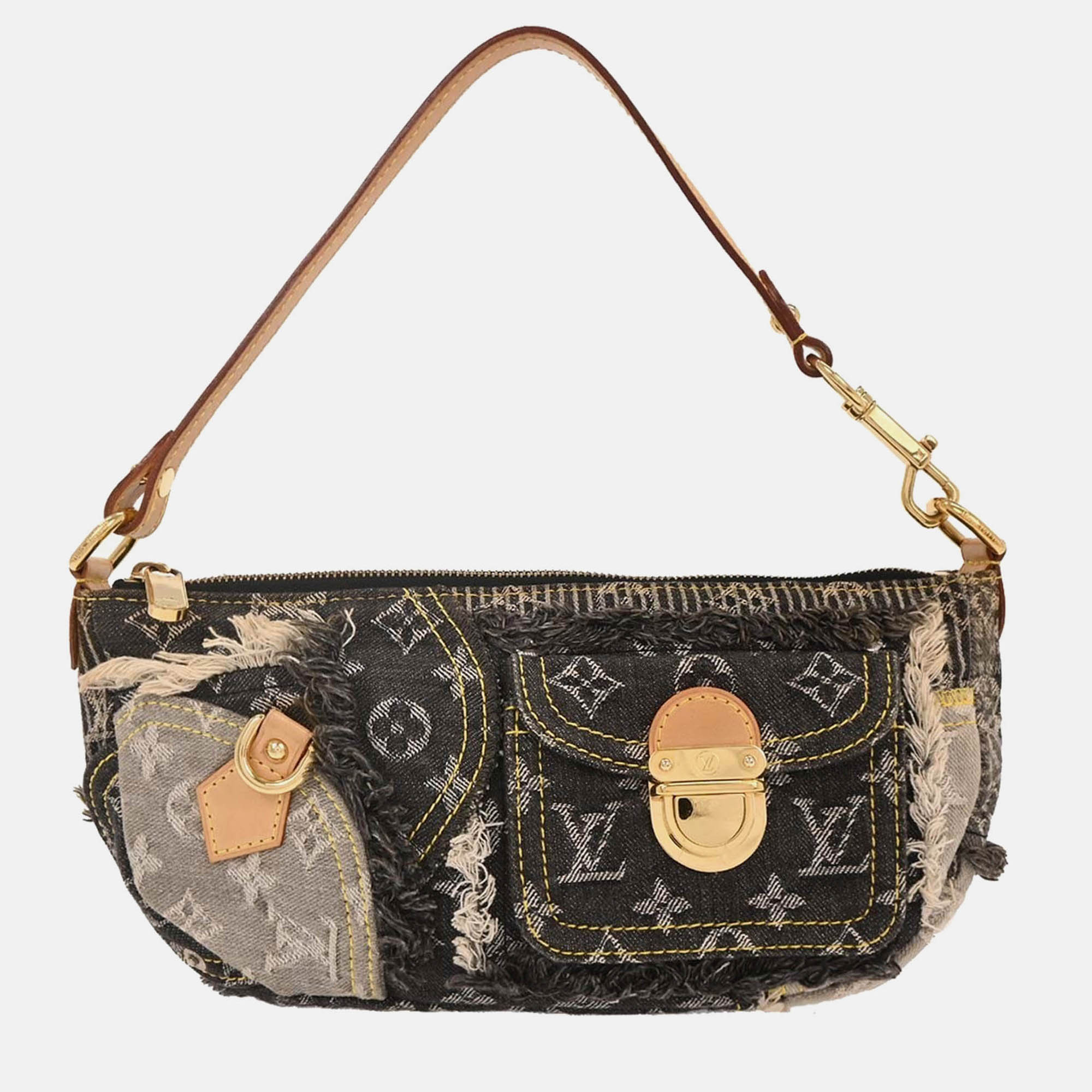 

Louis Vuitton Black Monogram Denim Patchwork Pouchy Handbag