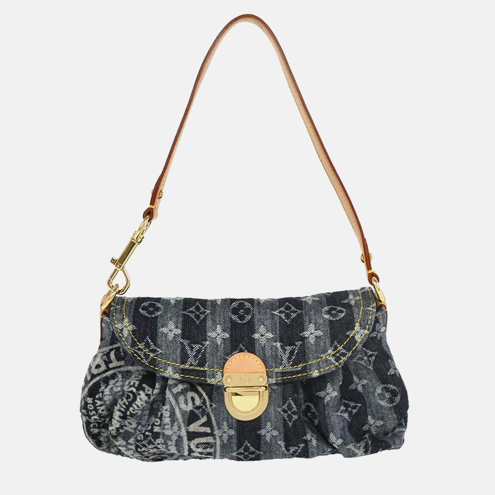 Pre-owned Louis Vuitton Blue Monogram Denim Mini Pleaty Raye Handbag