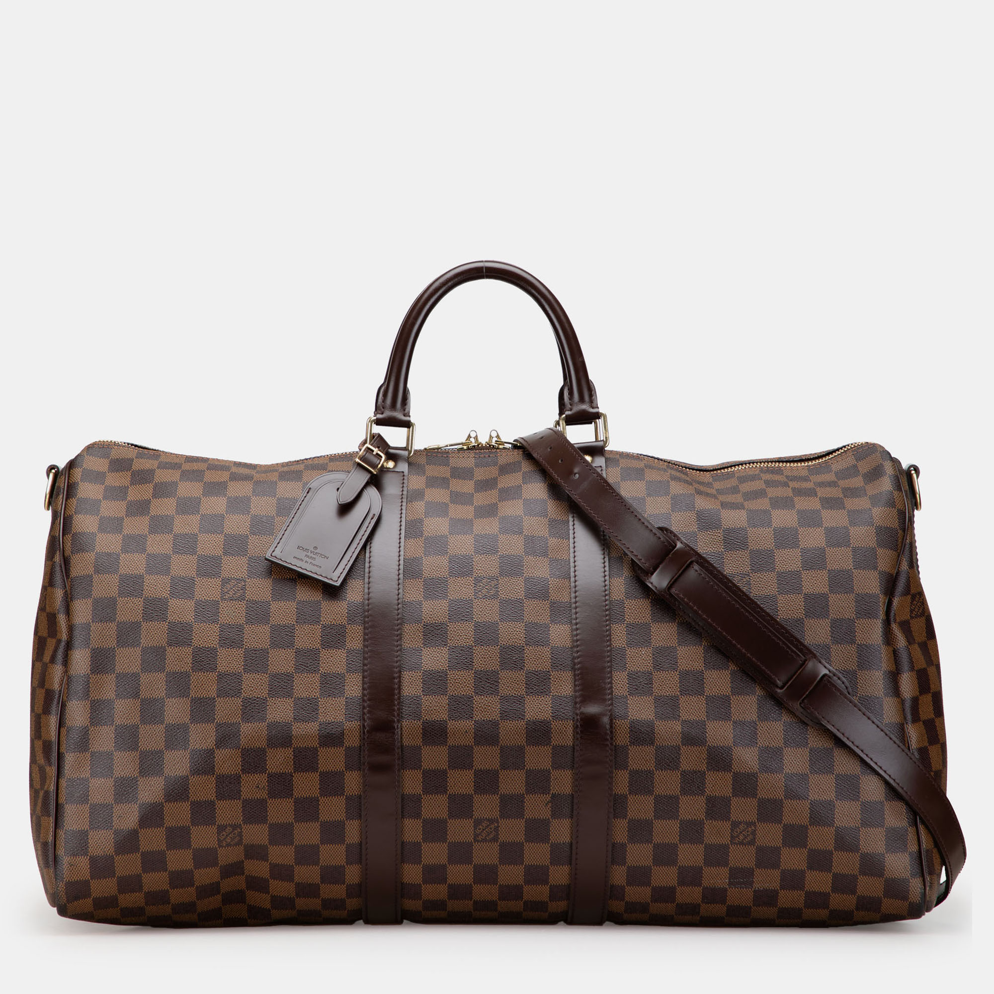 

Louis Vuitton Brown Damier Ebene Keepall Bandouliere 55