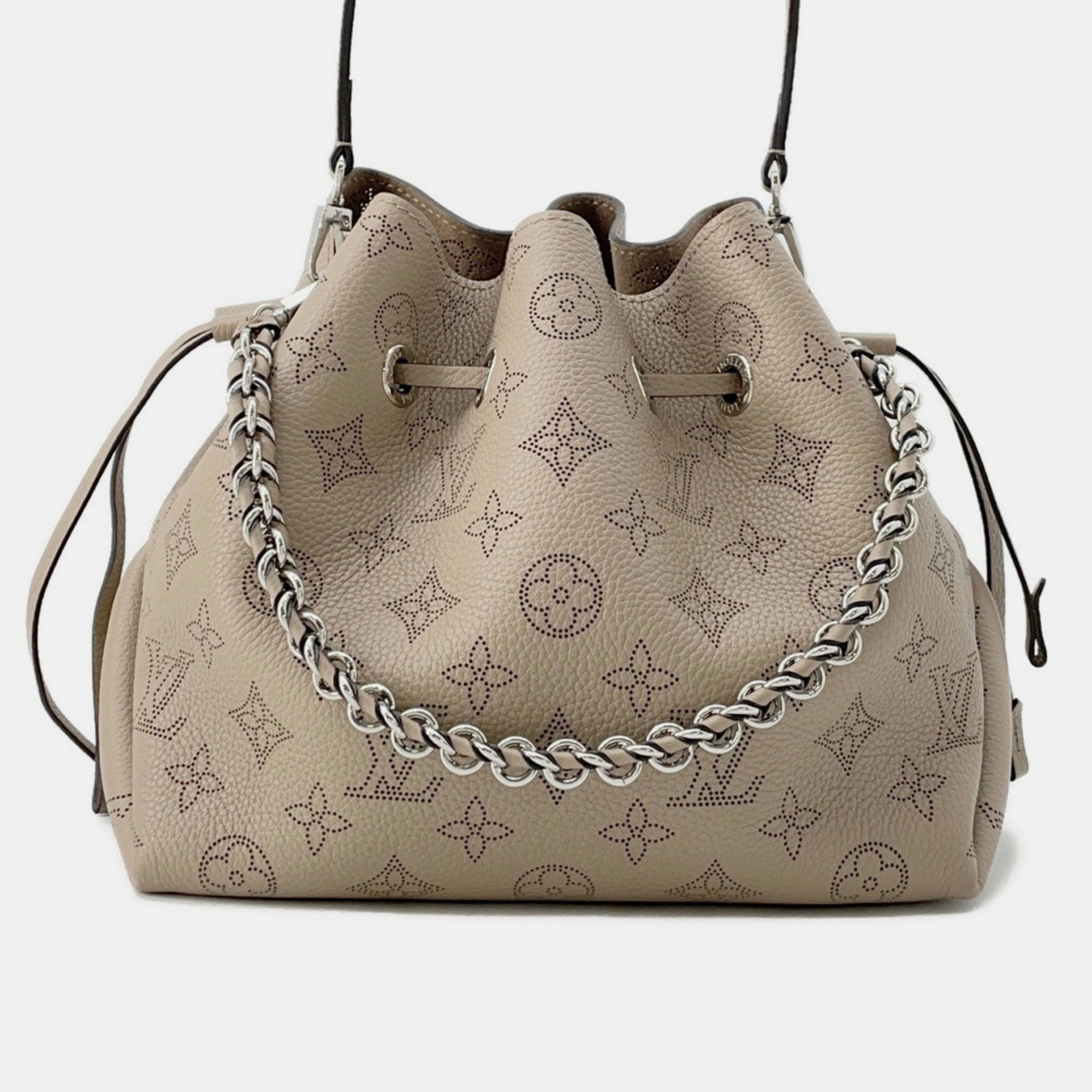 

Louis Vuitton Mahina Bella Neutral Mahina Leather Bucket Bag, Beige