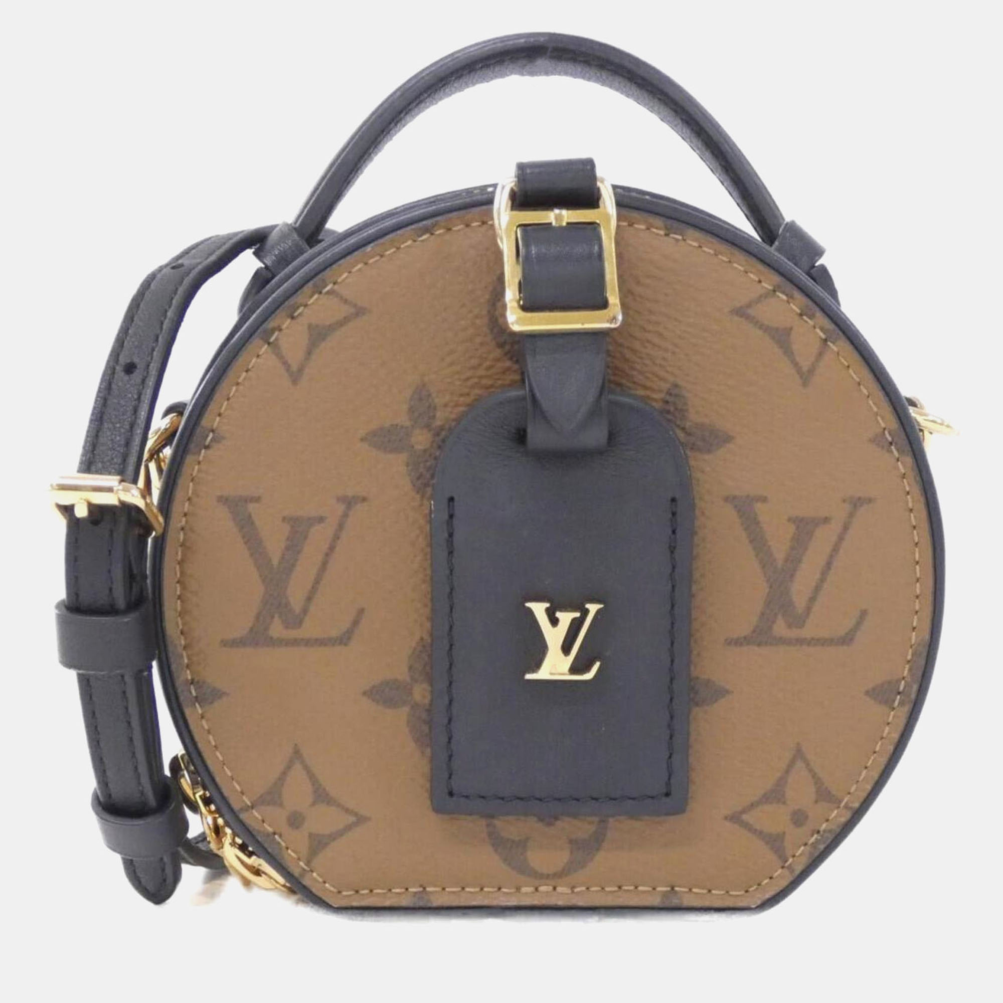 Pre-owned Louis Vuitton Monogram Reverse Mini Boite Chapeau Shoulder Bag In Black