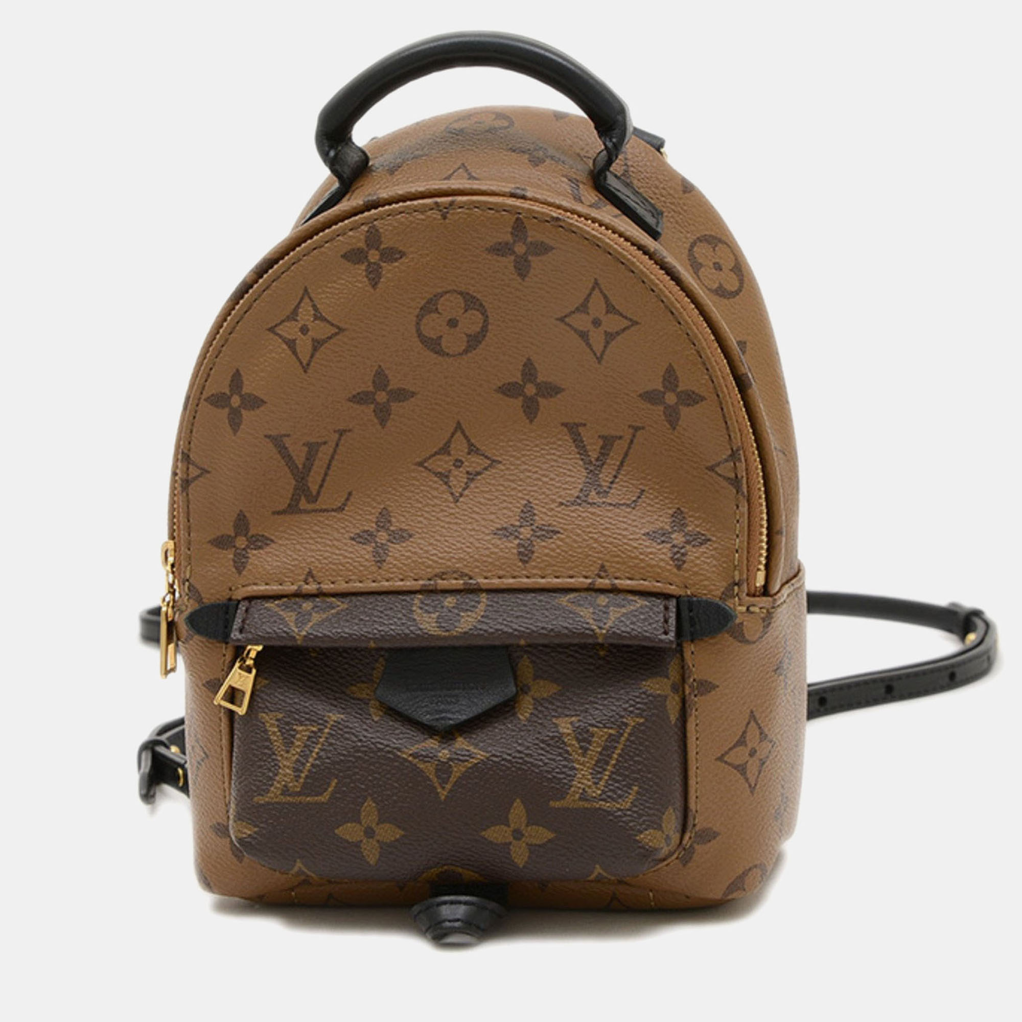 Pre-owned Louis Vuitton Monogram Reverse Palm Springs Backpack Mini In Brown