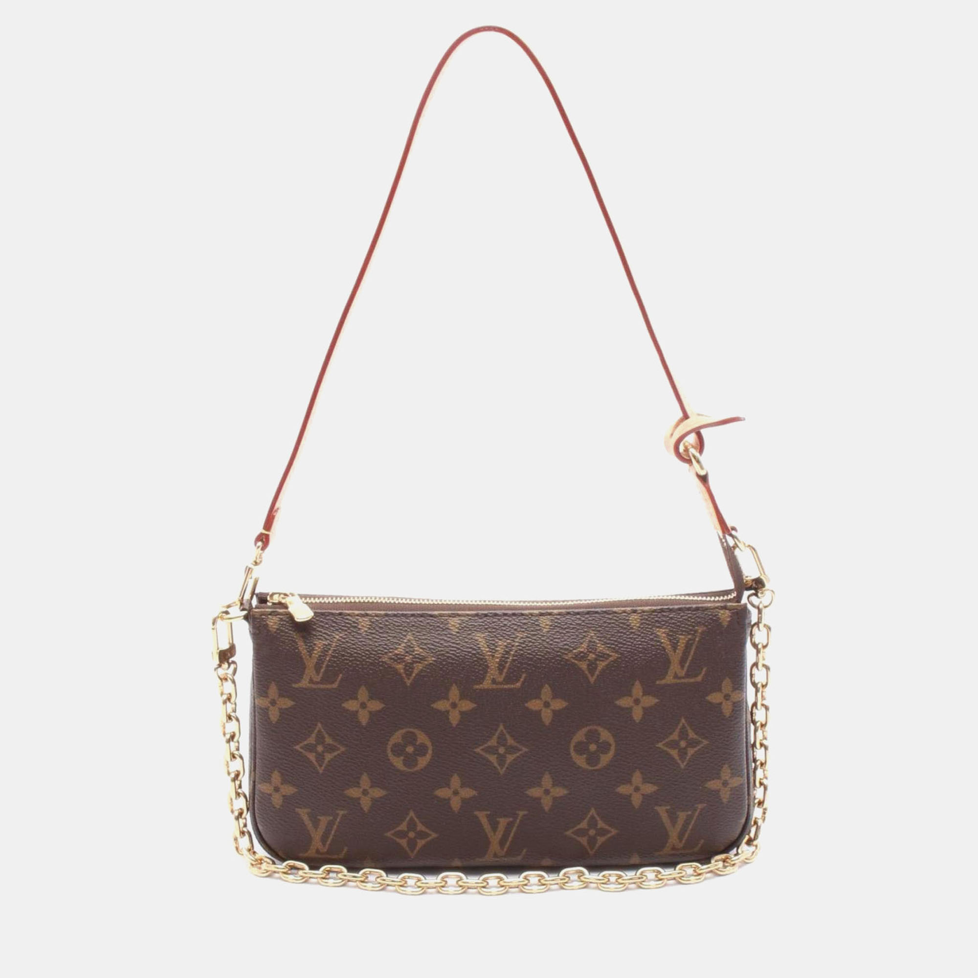 

Louis Vuitton Pochette Accessoires Monogram Handbag Coated Canvas Leather Brown