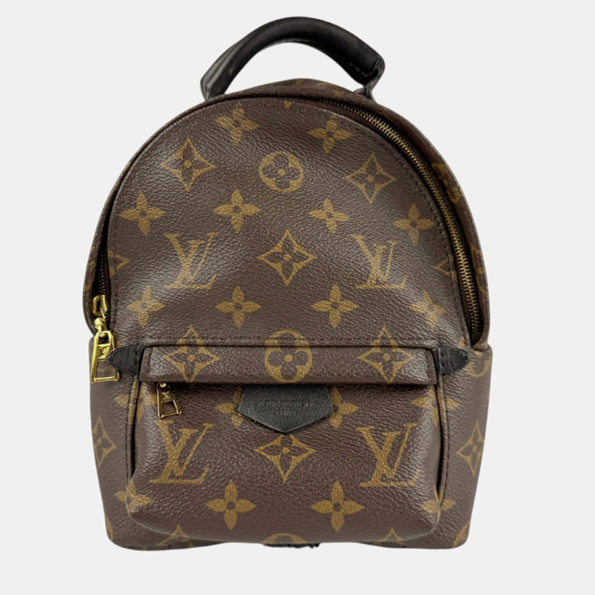 Pre-owned Louis Vuitton Monogram Palm Springs Backpack Mini Canvas Brown