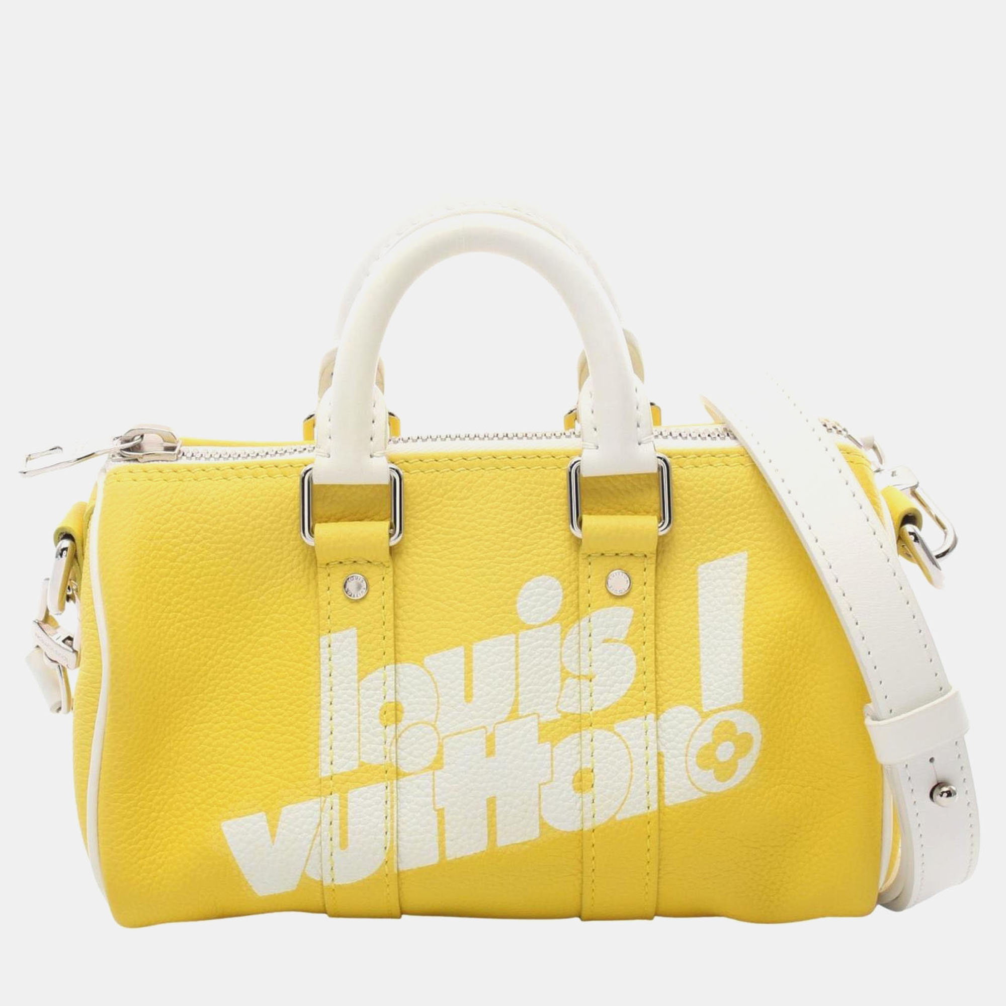 

Louis Vuitton Keepall  Everyday LV Yellow White Leather Handbag