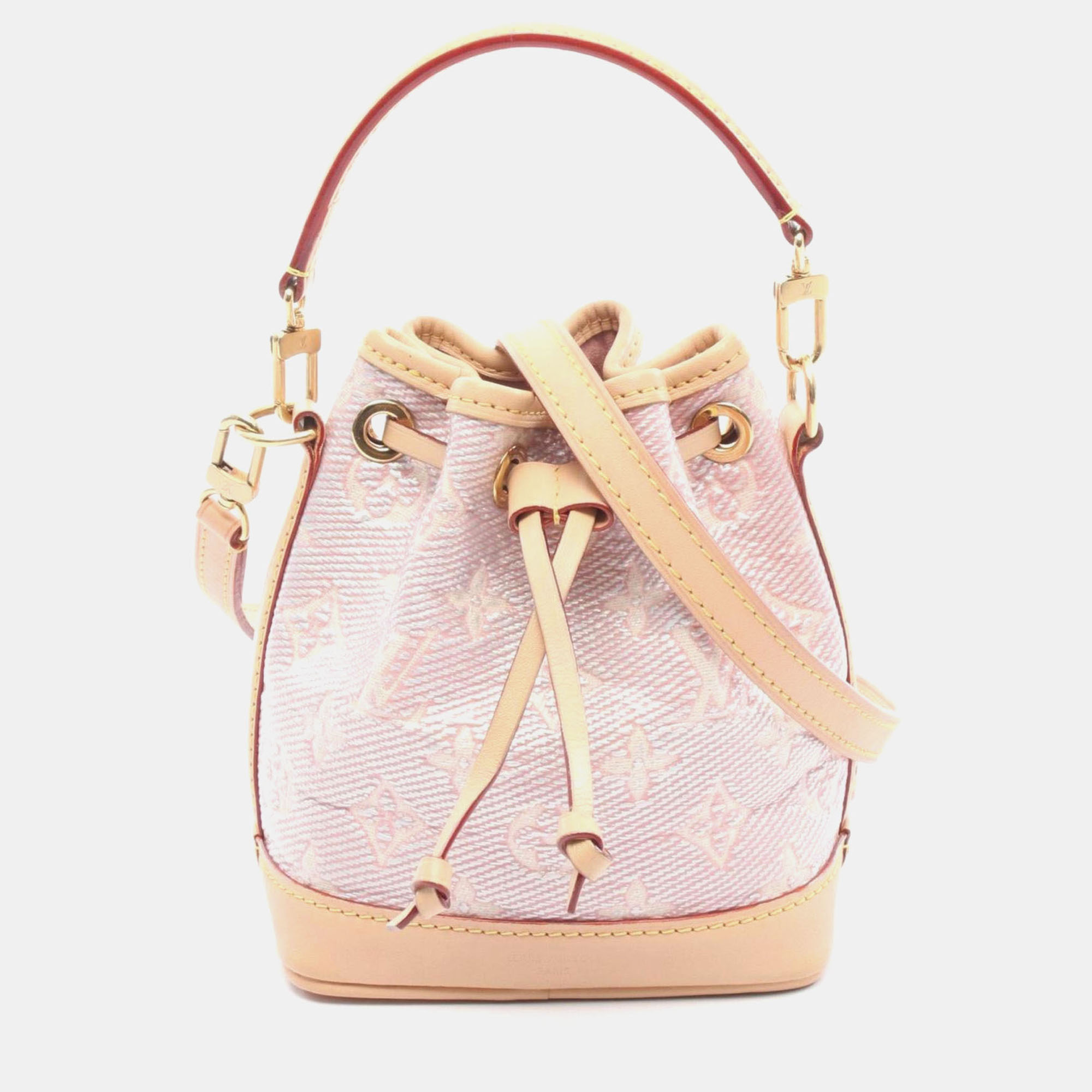 

Louis Vuitton Nano Noe Pink Brown Monogram Jacquard Leather Handbag