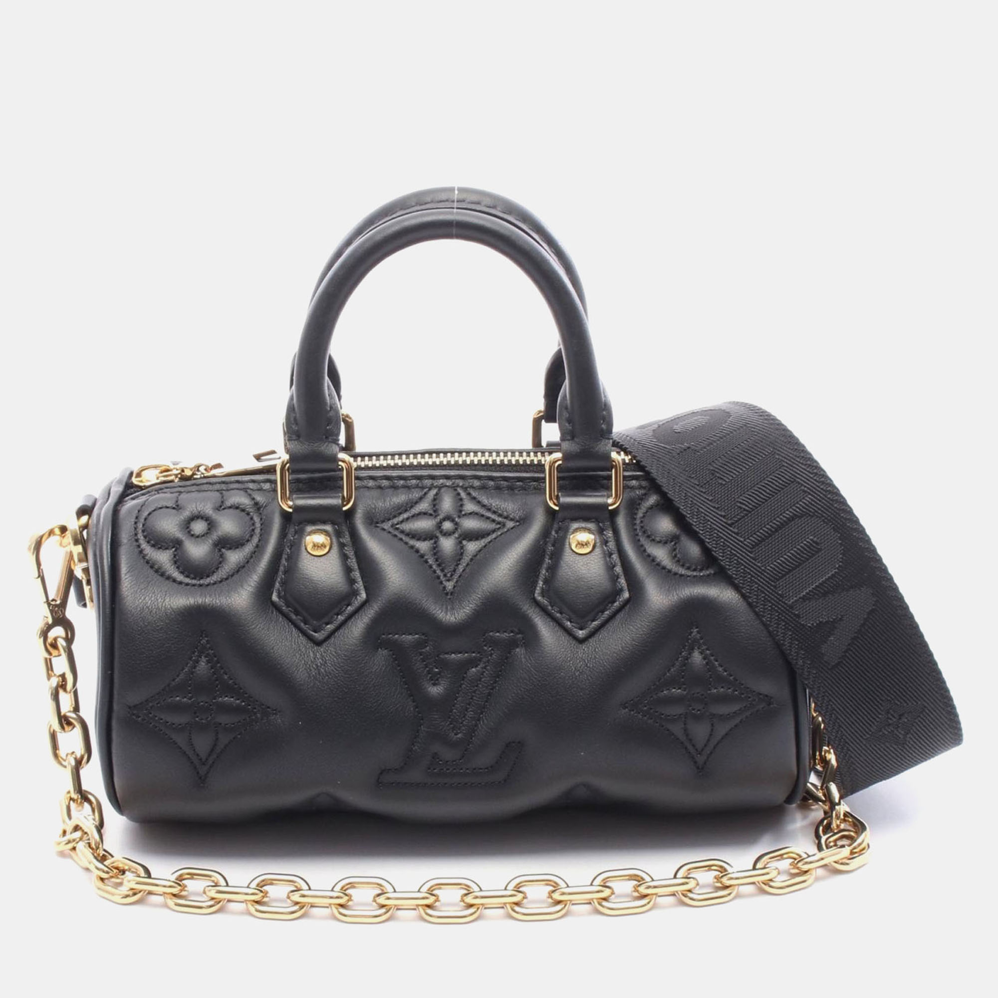 Pre-owned Louis Vuitton Bubblegram Papillon Bb Black Calfskin Shoulder Bag