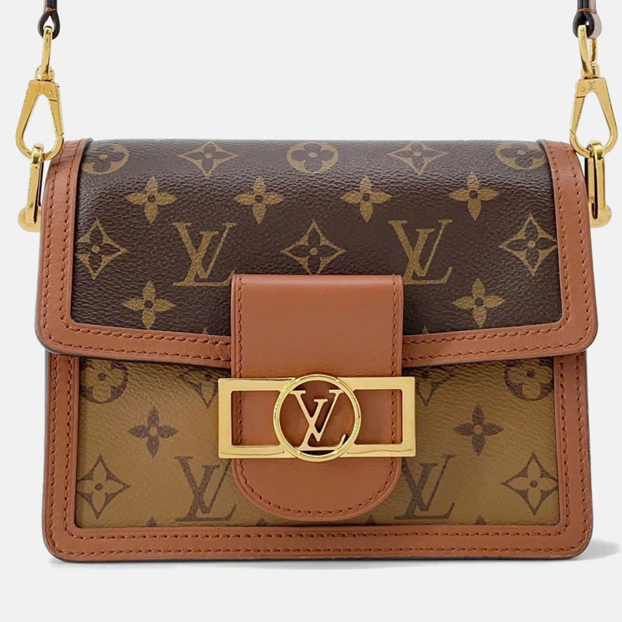 Pre-owned Louis Vuitton Dauphine Noir Monogram Monogram Reverse Canvas Size Mini In Brown