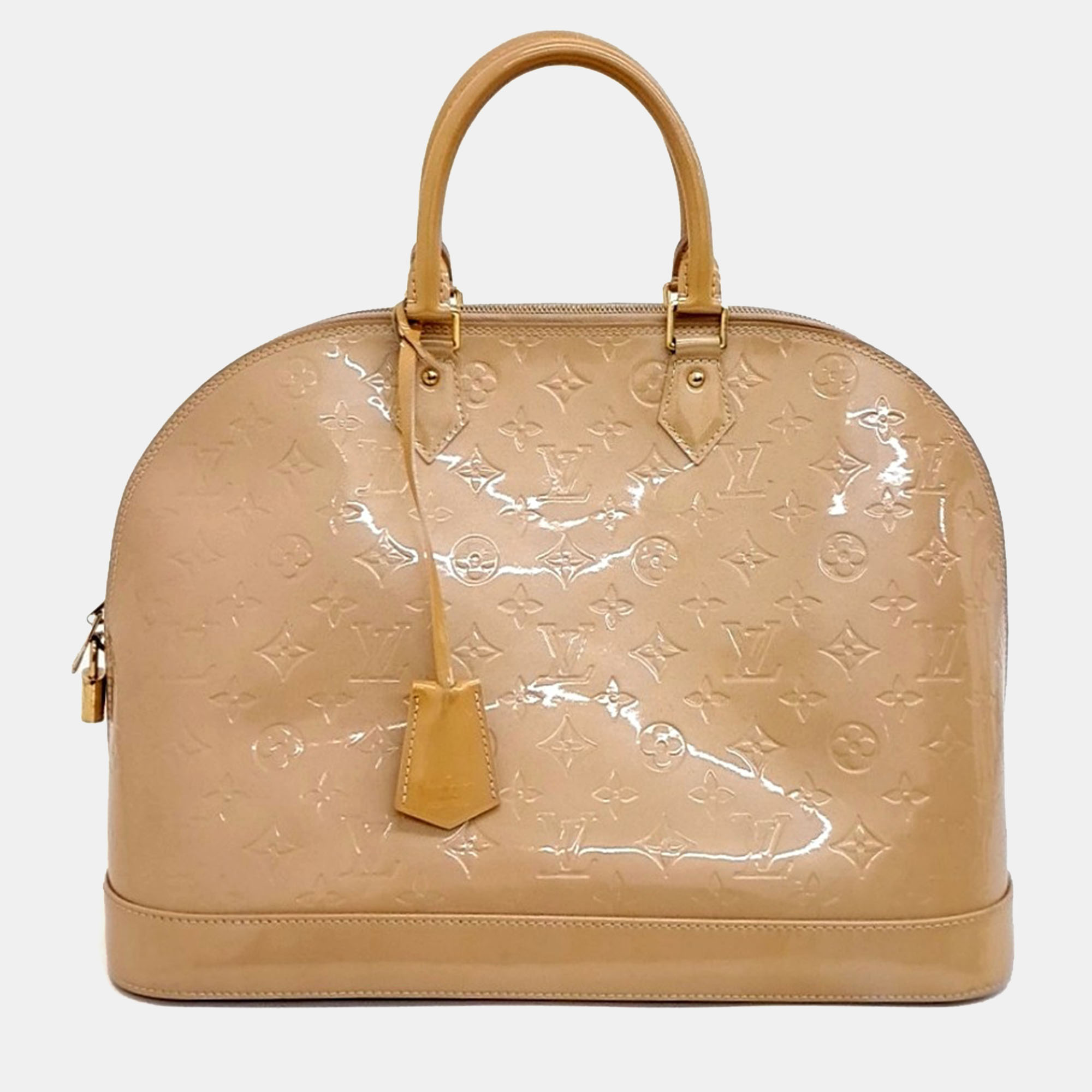 

Louis Vuitton Beige Patent Leather Vernis Alma GM