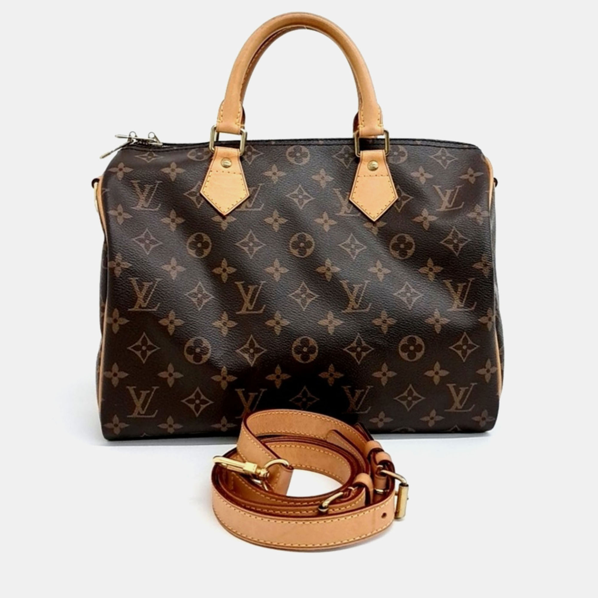 

Louis Vuitton Brown Coated Canvas Monogram Bandouliere Speedy 30