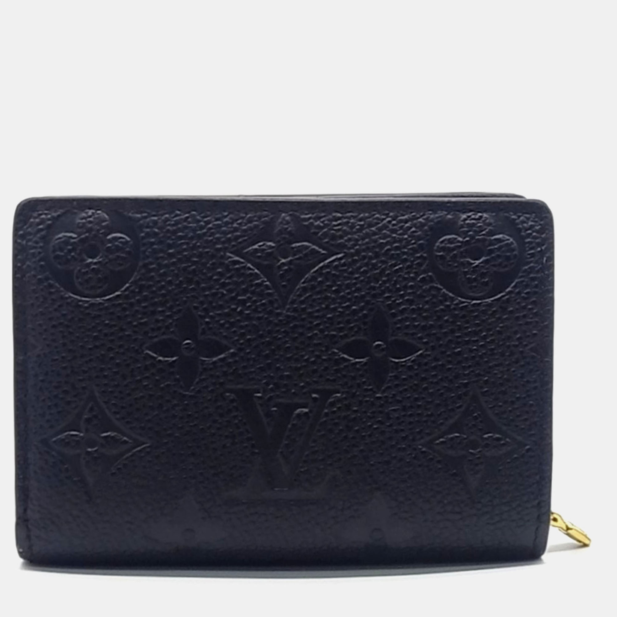 Pre-owned Louis Vuitton Black Leather Empreinte Medium Compact Wallet