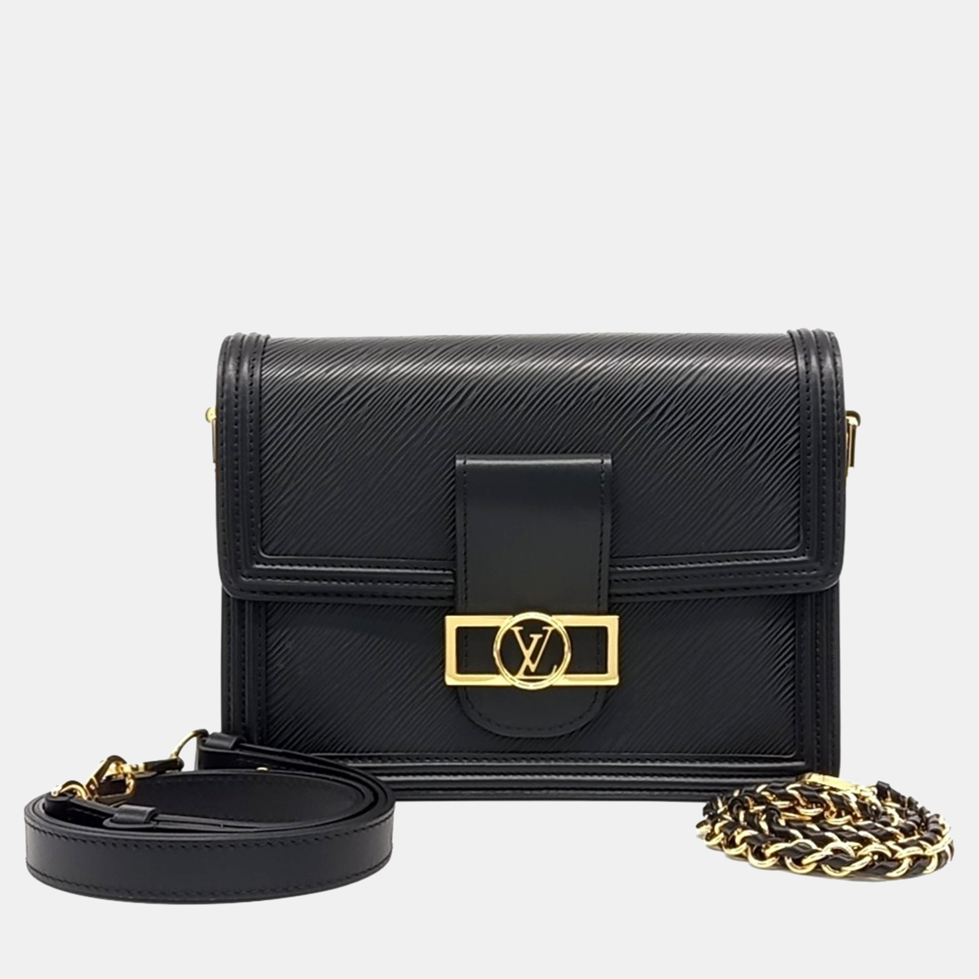 

Louis Vuitton Black Leather Epi Dauphine MM