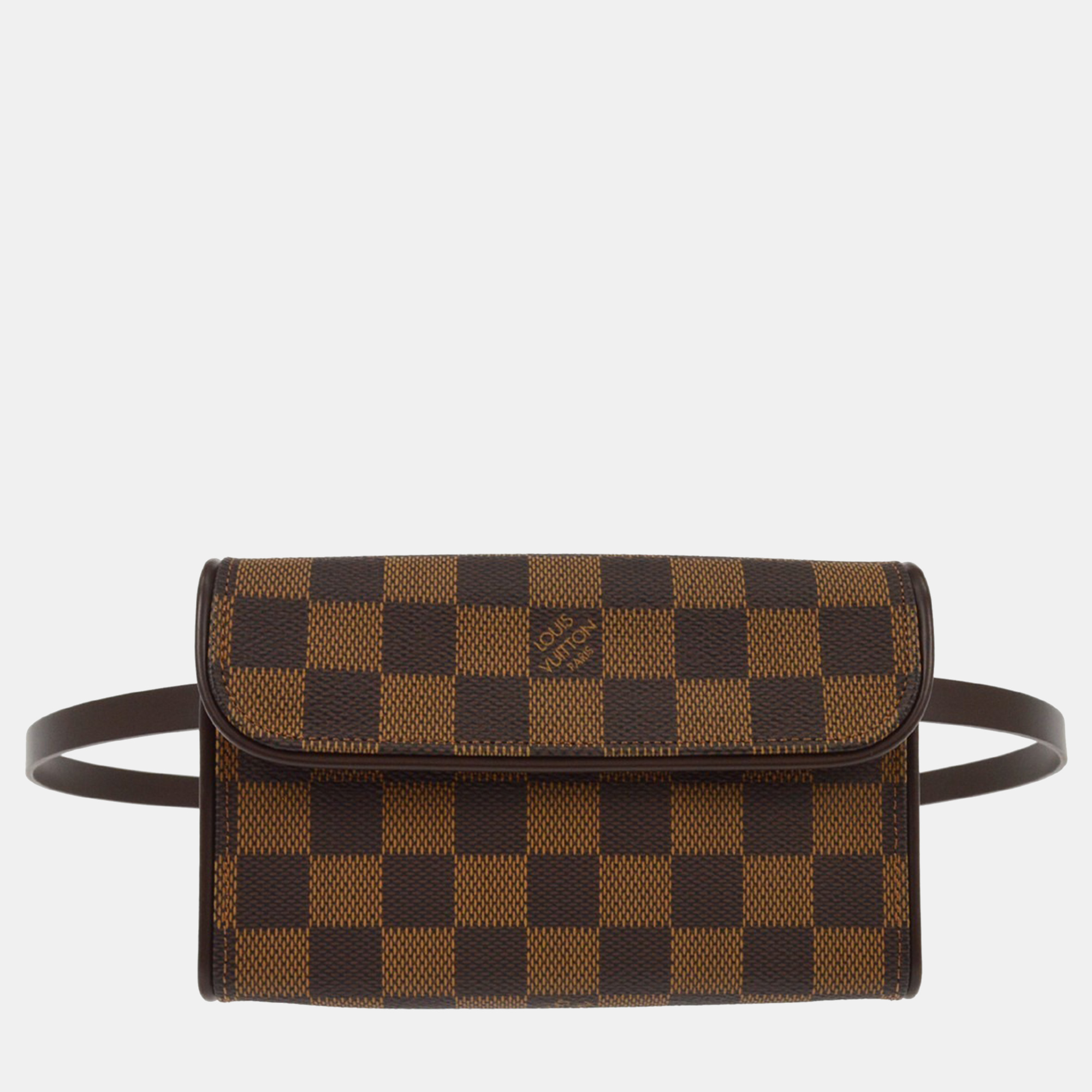 Pre-owned Louis Vuitton Damier Pochette Florentine Belt Bum Bag #s In Brown