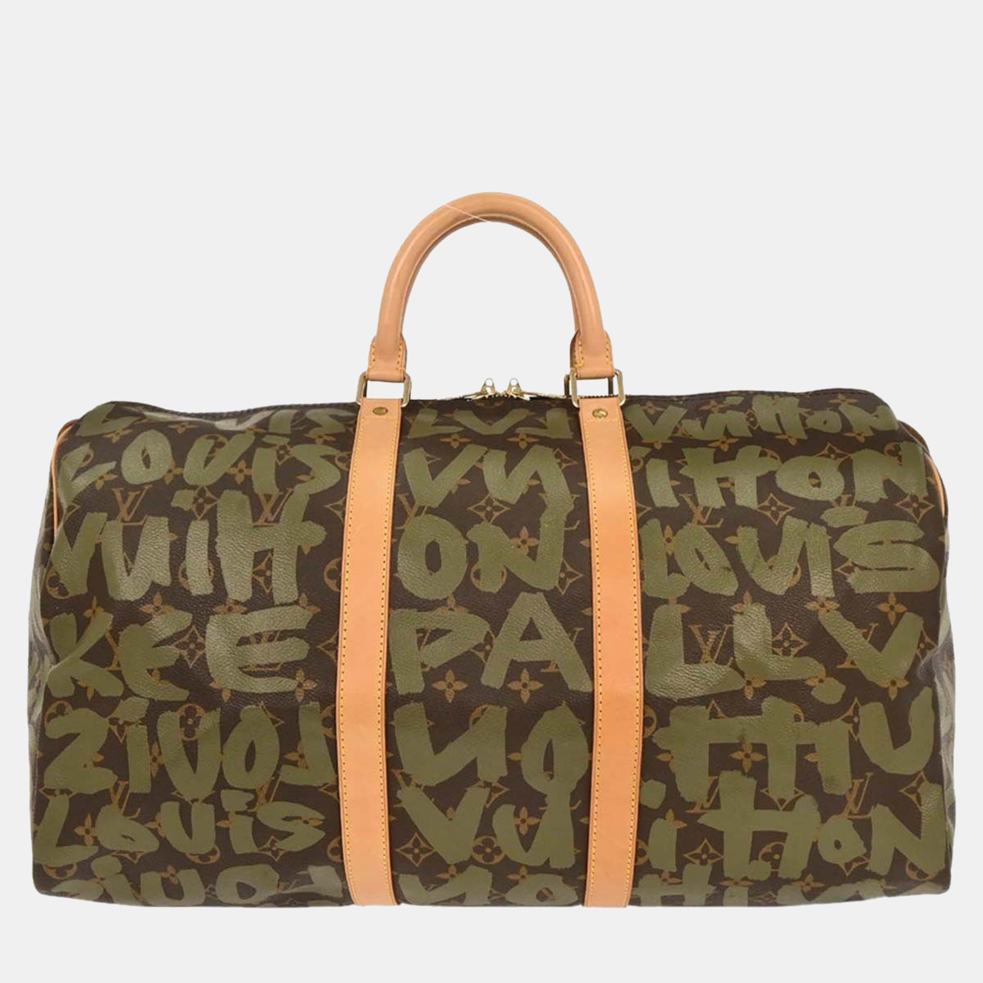 

Louis Vuitton Khaki Monogram Graffiti Keepall 50 Duffle Bag, Brown