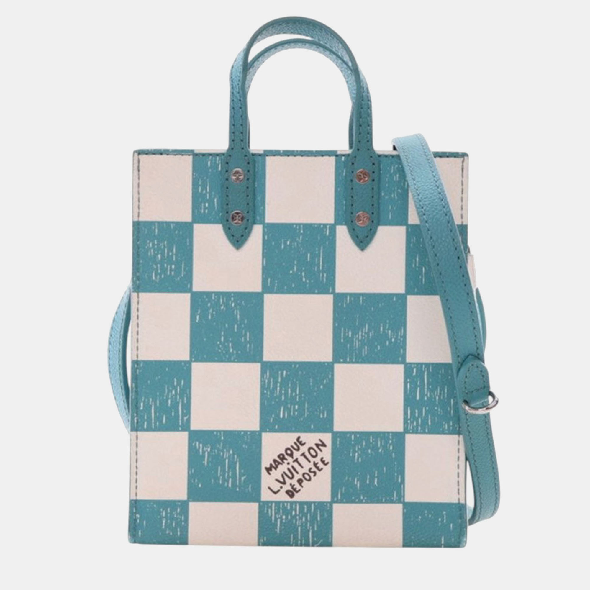 

Louis Vuitton Blue White Damier Checkerboard Sac Plat