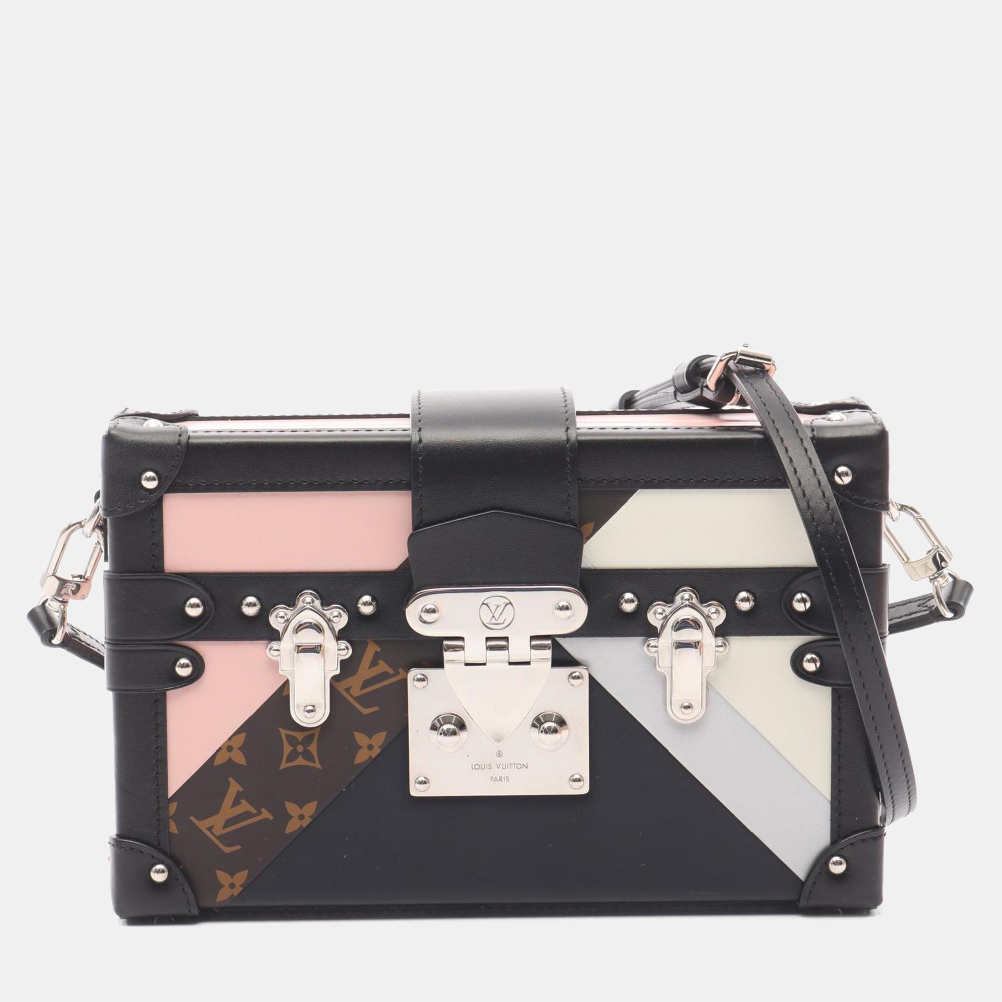 

Louis Vuitton Petite Malle Shoulder Bag In Leather And Coated Canvas With Monogram Design Pink Multicolor