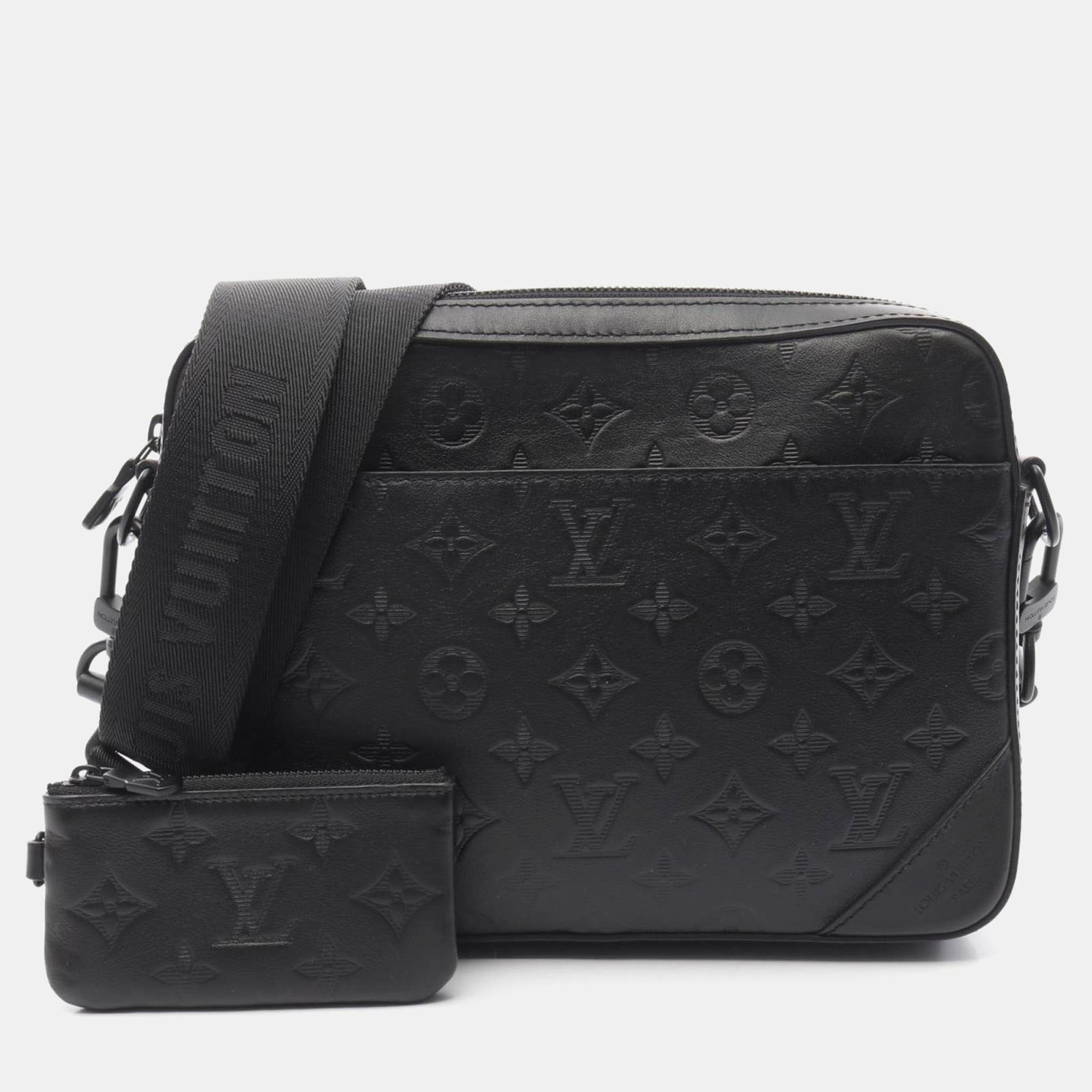 

Louis Vuitton Duo Shoulder Bag Leather Monogram Shadow Black
