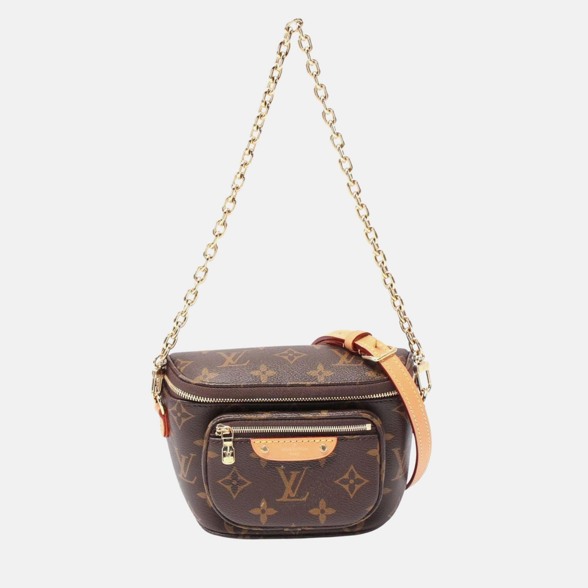 

Louis Vuitton Mini Bum Bag Monogram Handbag Coated Canvas Leather Brown