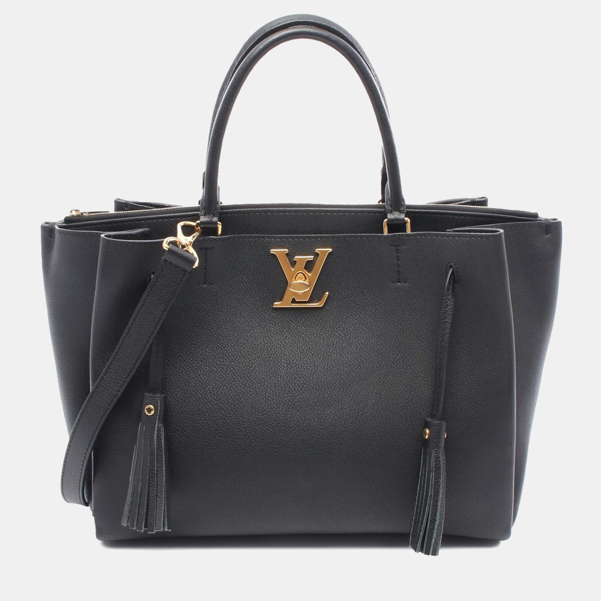 

Louis Vuitton Leather Lockmeto Satchel, Black