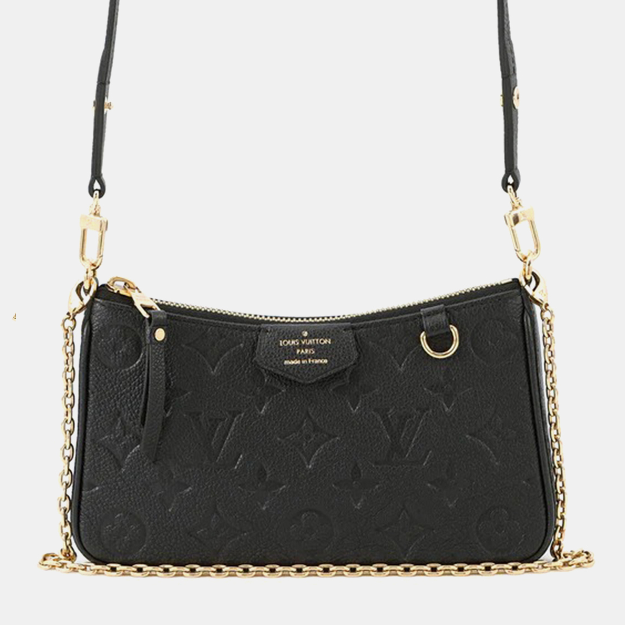 Pre-owned Louis Vuitton Easy Pouch Noir Monogram Empreinte Leather In Black