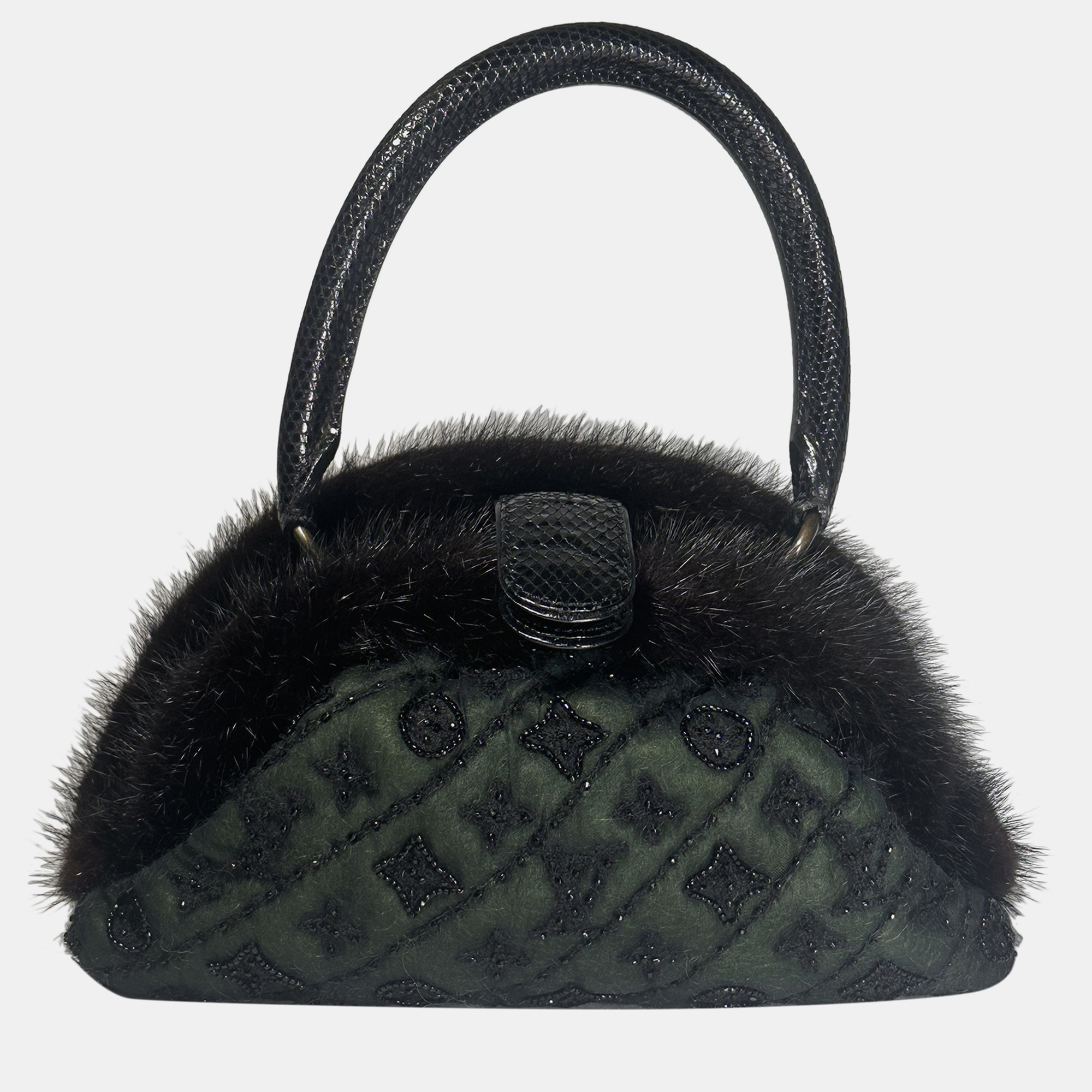 Pre-owned Louis Vuitton Marc Jacobs Mousseline Demi Lune Mini Evening Bag 2005 In Black