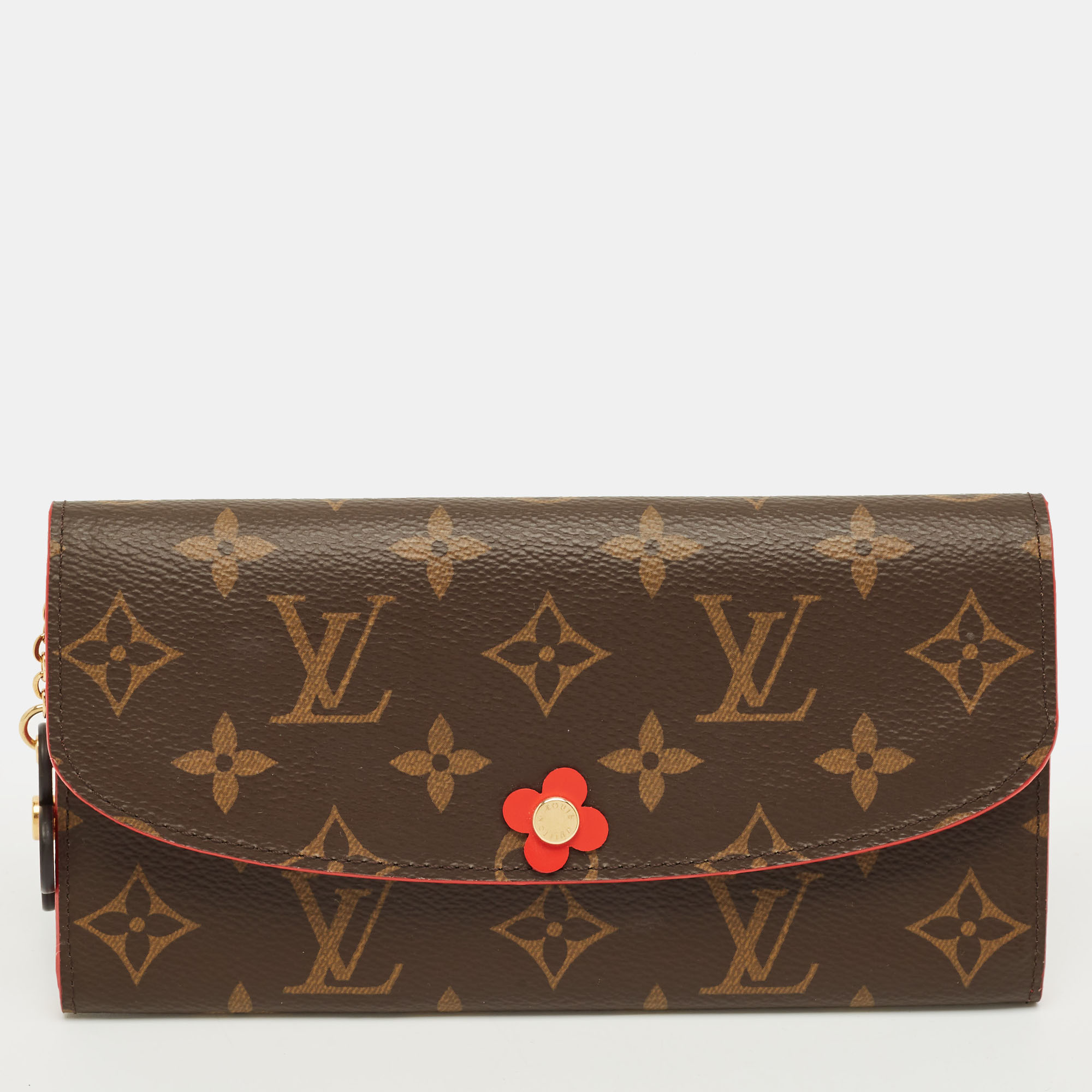 

Louis Vuitton Coquelicot Monogram Canvas Emilie Bloom Wallet, Brown