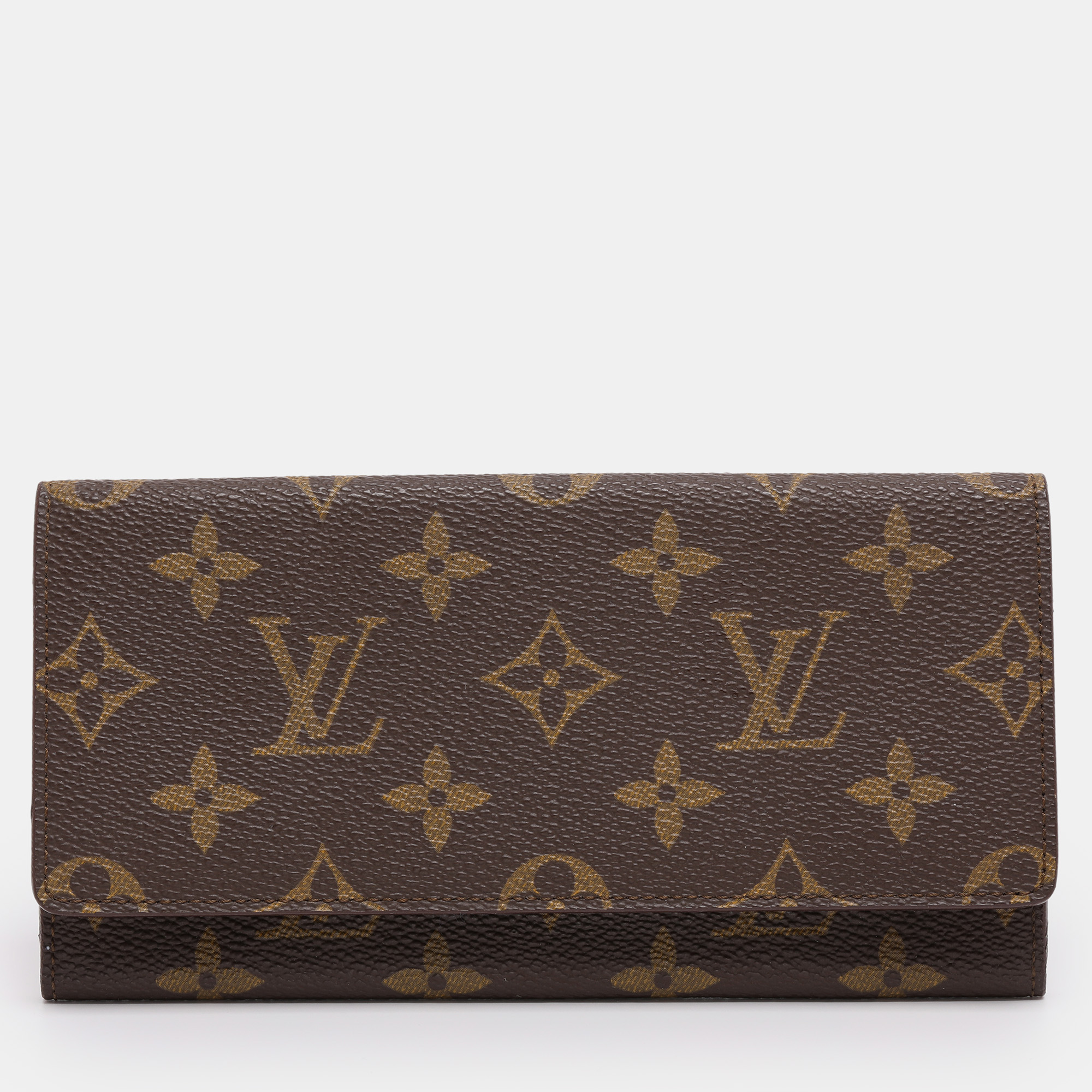 Pre-owned Louis Vuitton Monogram Canvas Bill Flap Wallet In Brown