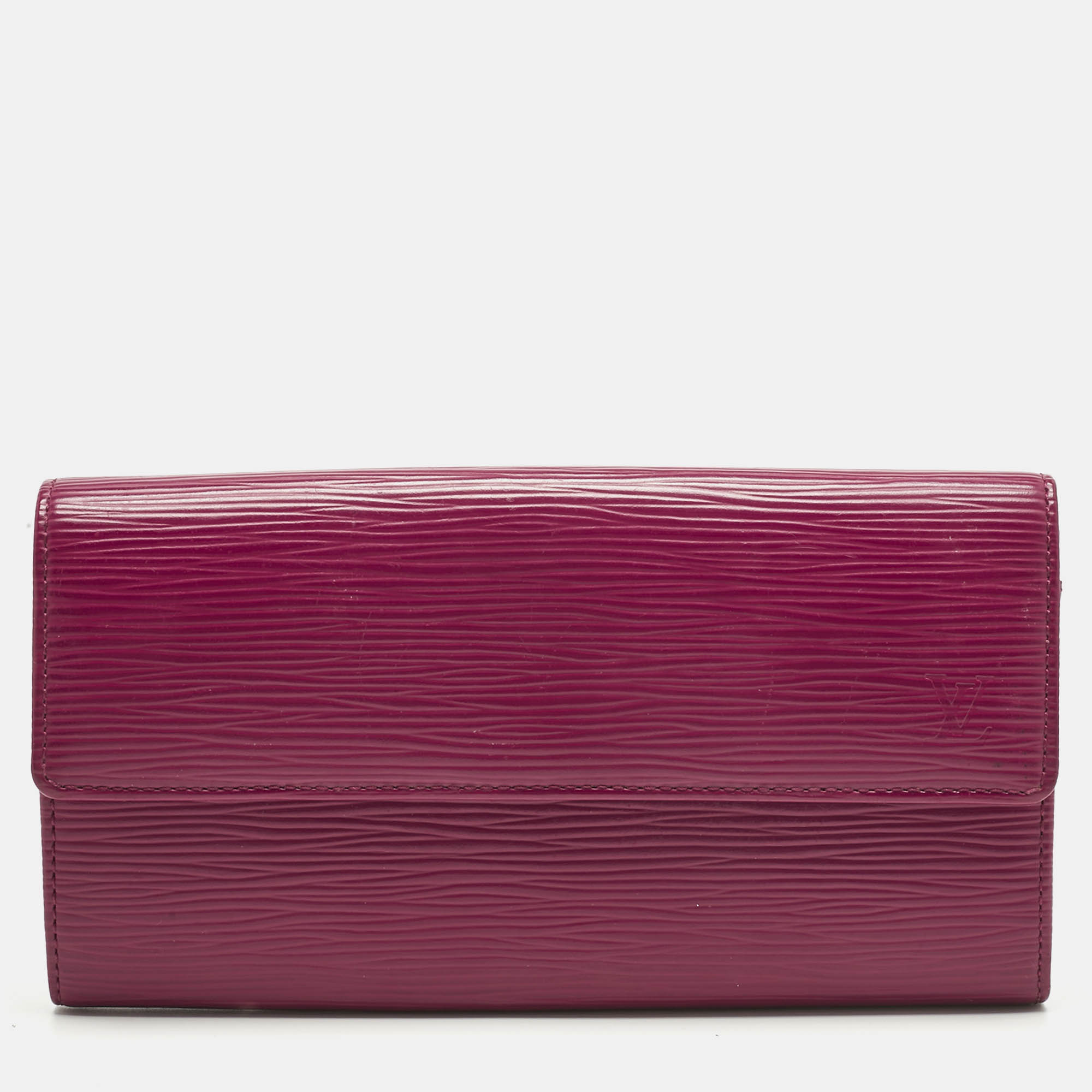 Pre-owned Louis Vuitton Fuchsia Epi Leather Sarah Wallet In Pink