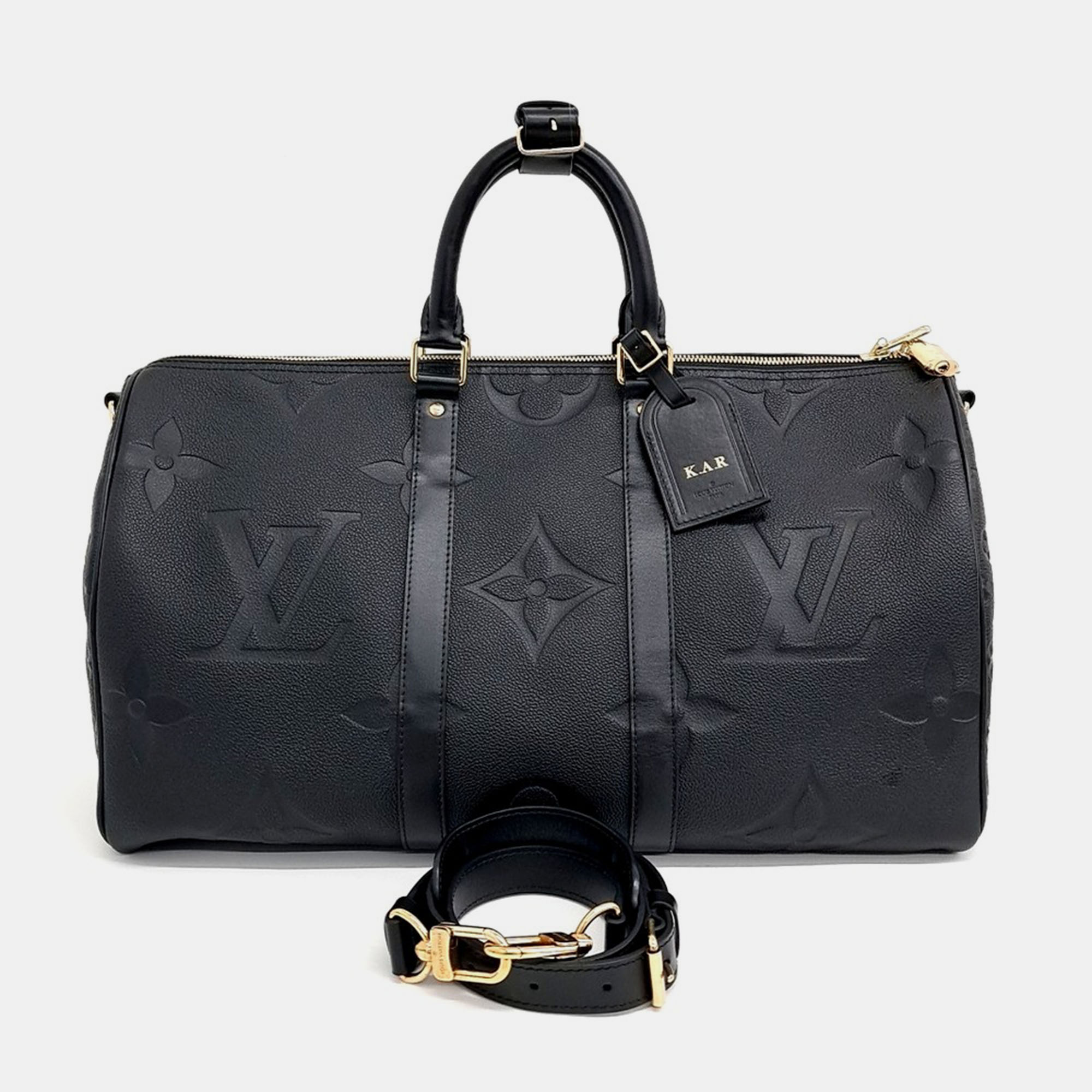 

Louis Vuitton Black Leather Empreinte Bandouliere Keepall 45
