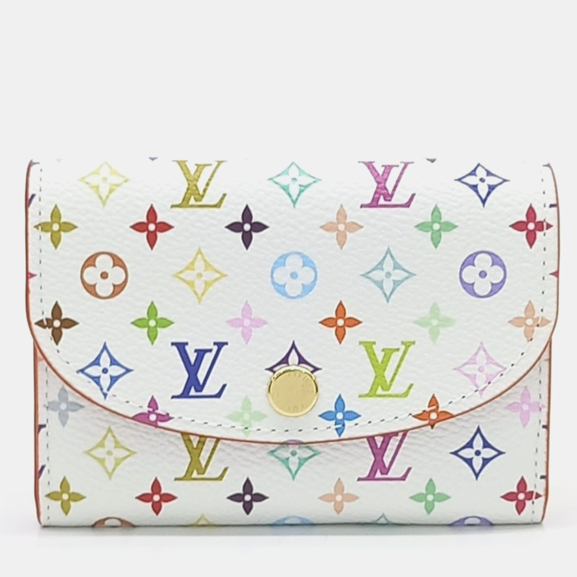 Pre-owned Louis Vuitton White Leather X Murakami Rosalie Coin Purse