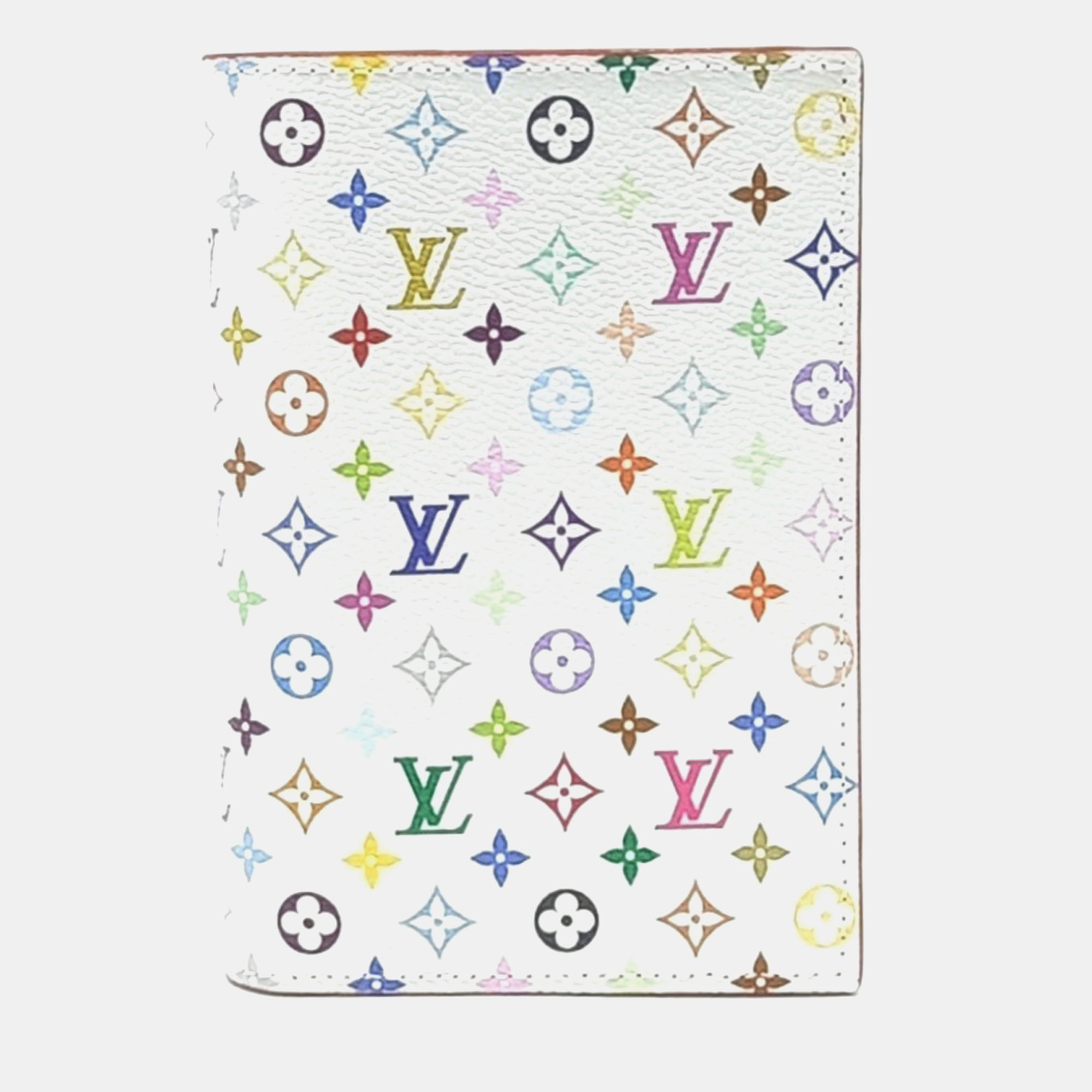 Pre-owned Louis Vuitton Multicolor White Coated Canvas Murakami Passport Wallet