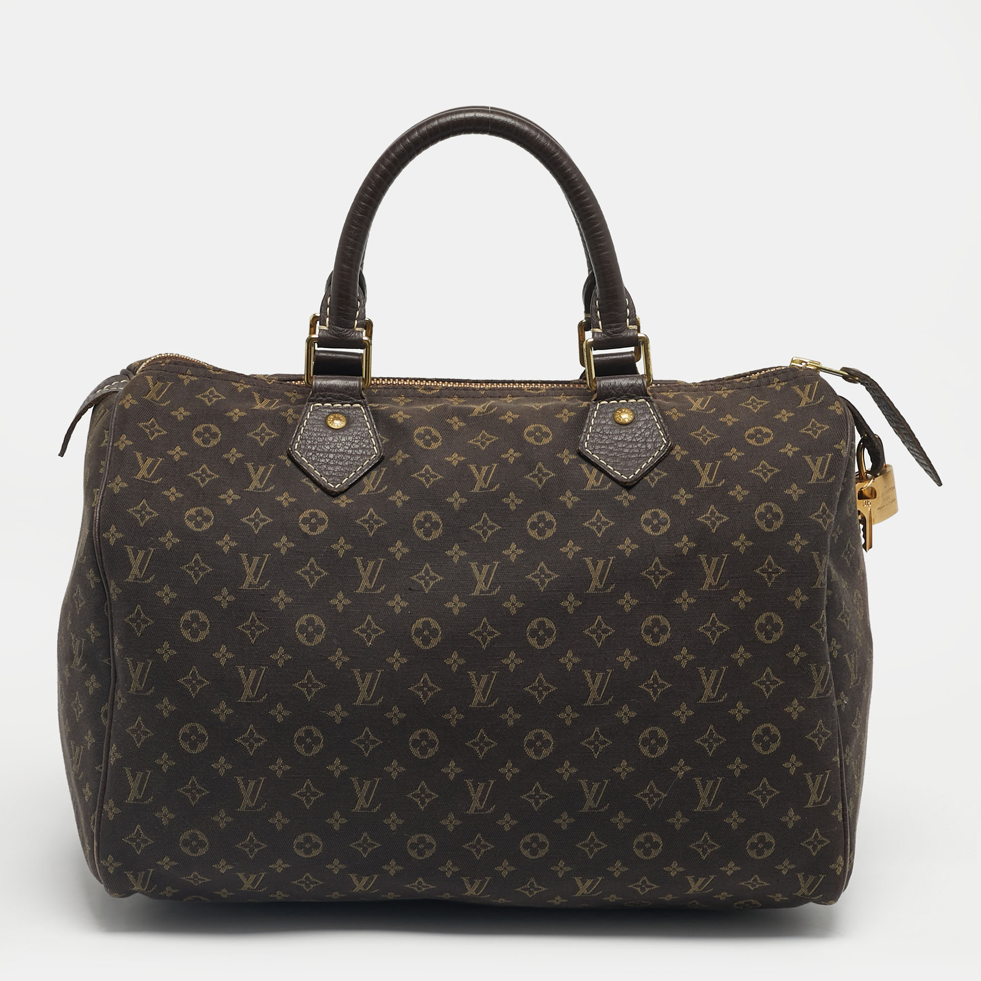 

Louis Vuitton Fusain Monogram Mini Lin Canvas Speedy 30 Bag, Brown