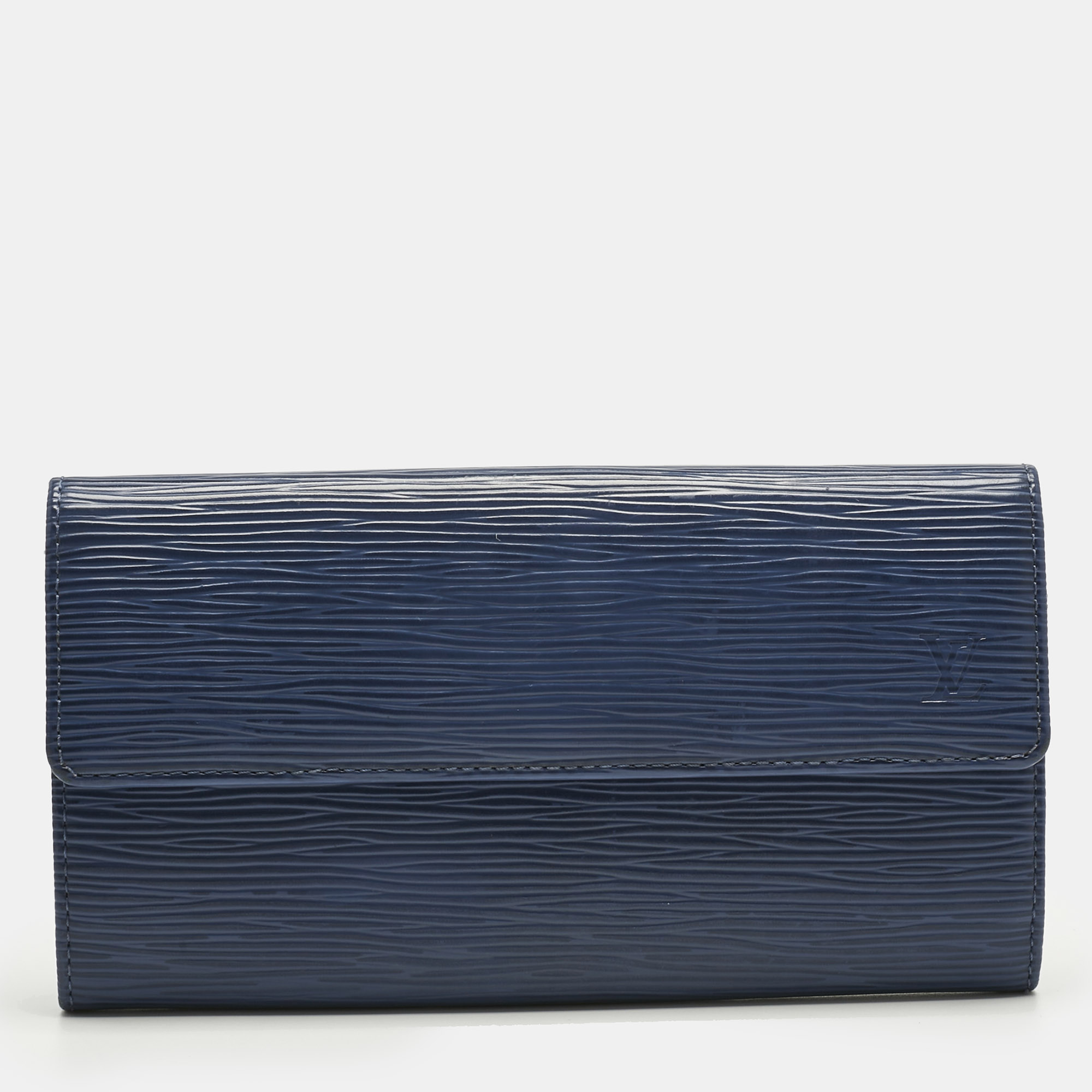 Pre-owned Louis Vuitton Myrtille Blue Epi Leather Sarah Wallet