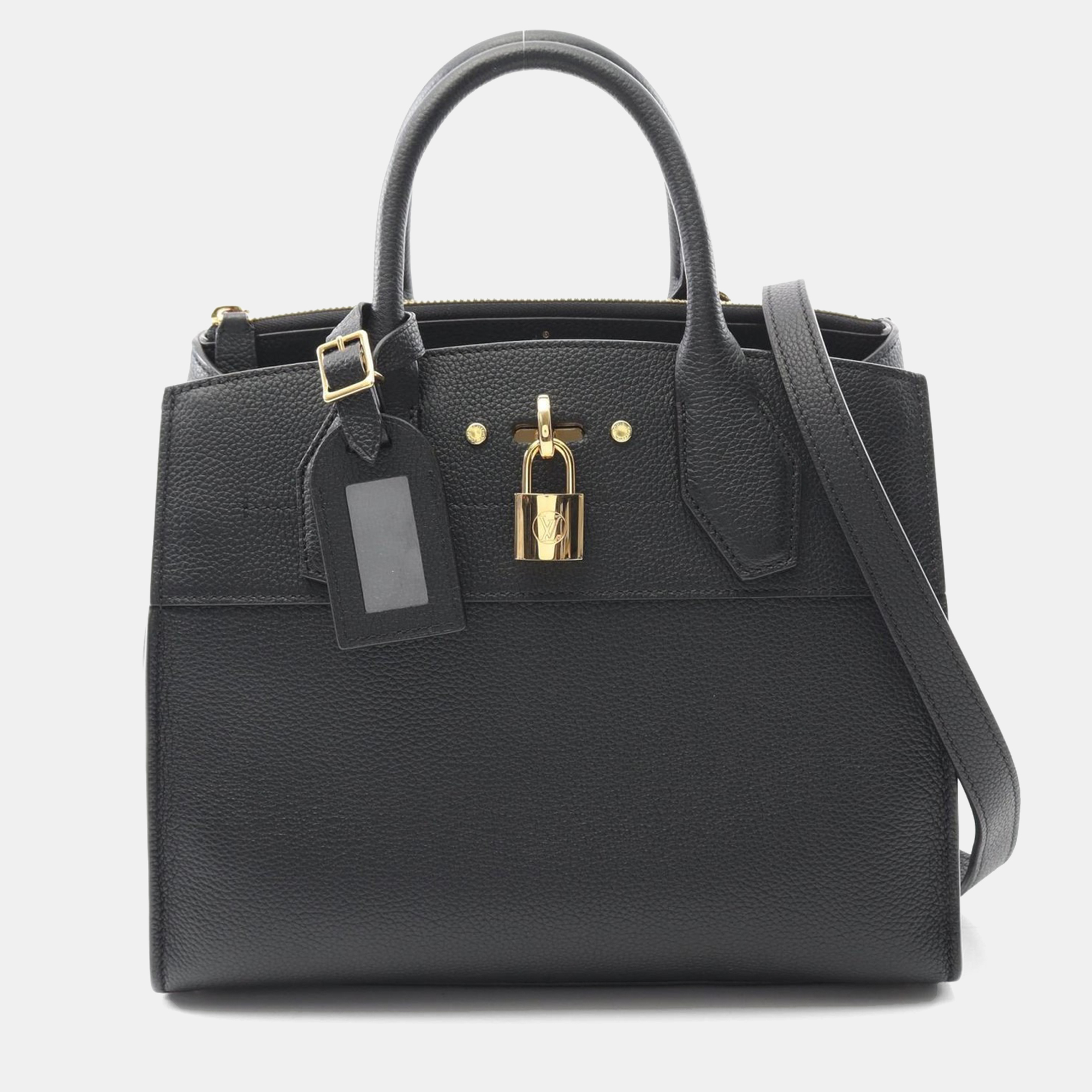 

Louis Vuitton City Steamer PM Leather Satchel Bag, Black