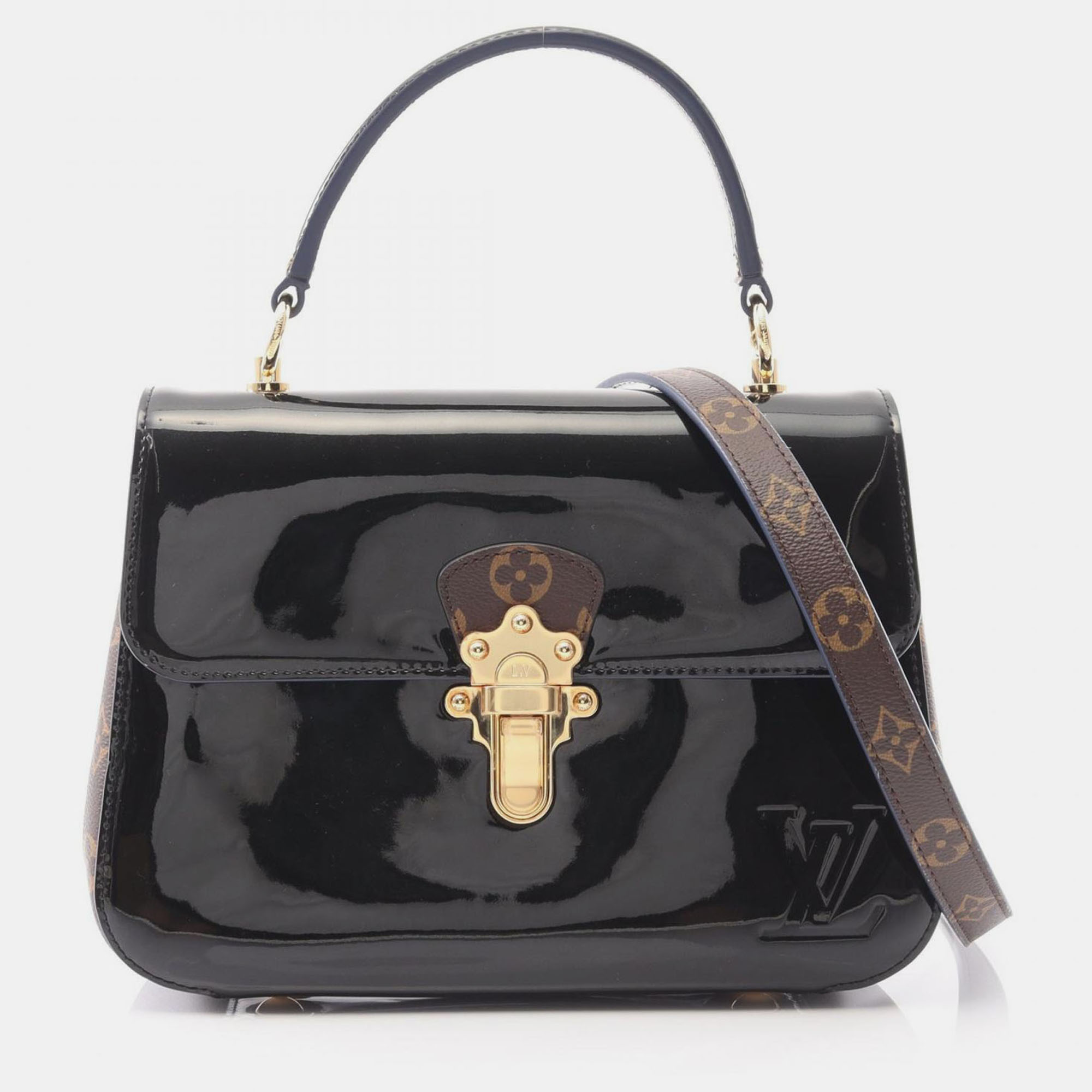 

Louis Vuitton Cherrywood Black Coated Canvas Patent Leather Shoulder Bags