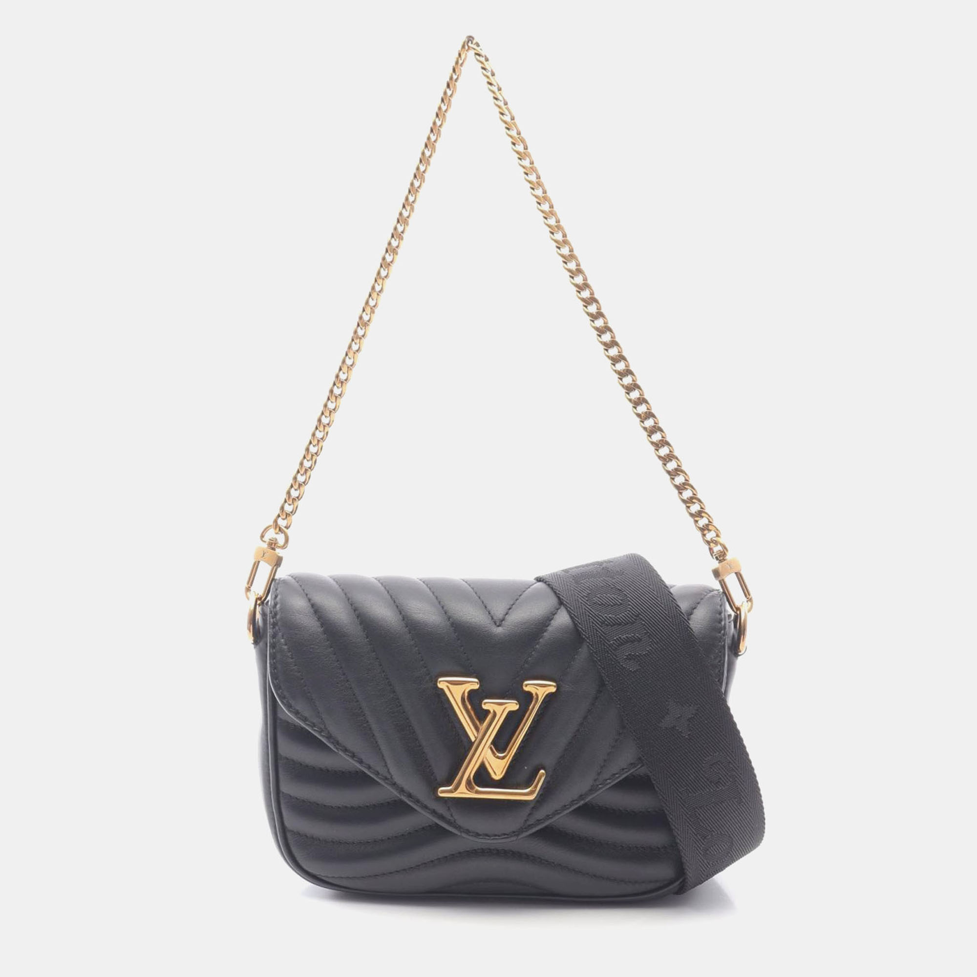 

Louis Vuitton Lockme Chain Black Grained Calfskin Leather Shoulder Bag