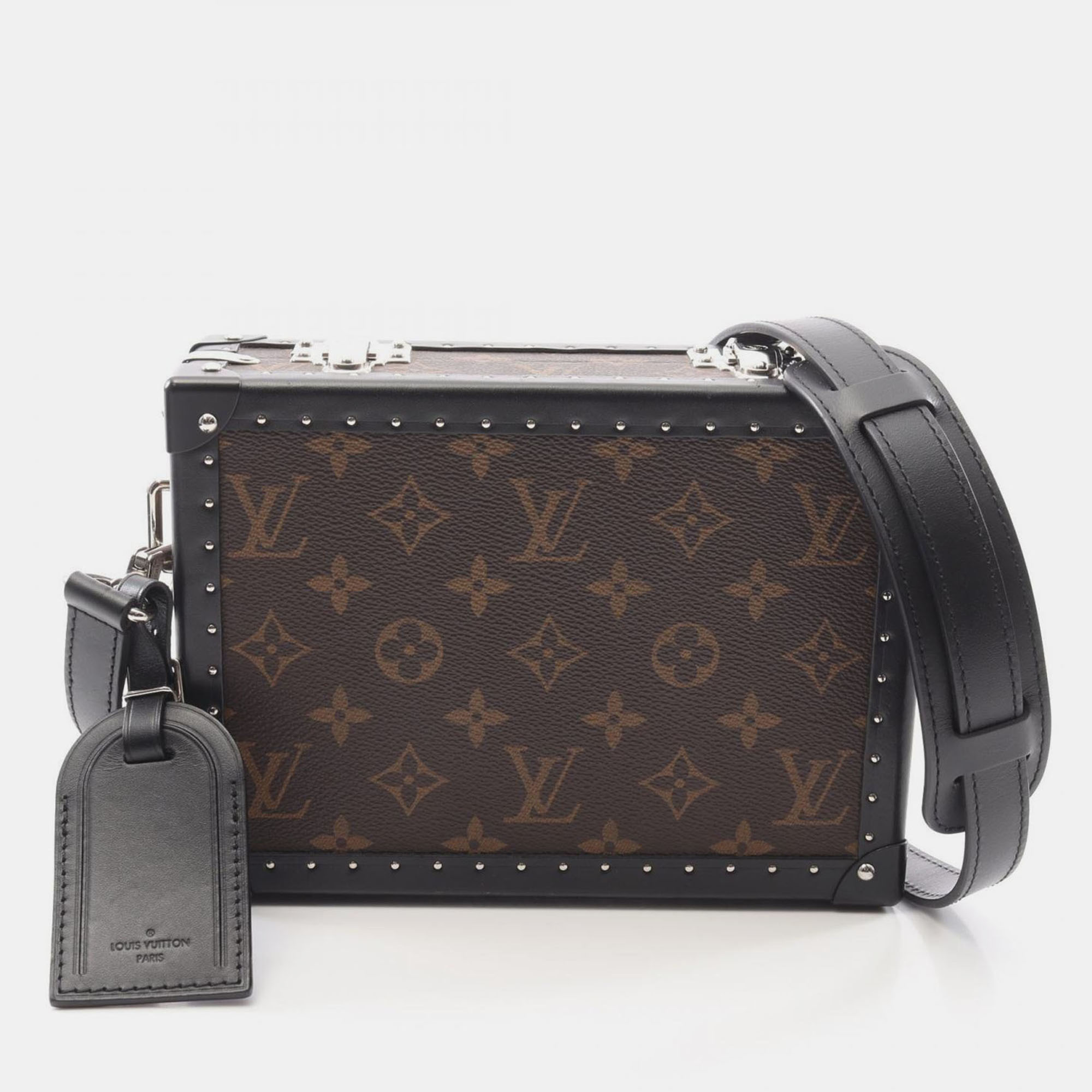 Pre-owned Louis Vuitton Box Brown Monogram Macassar Canvas Clutch Bag In Black