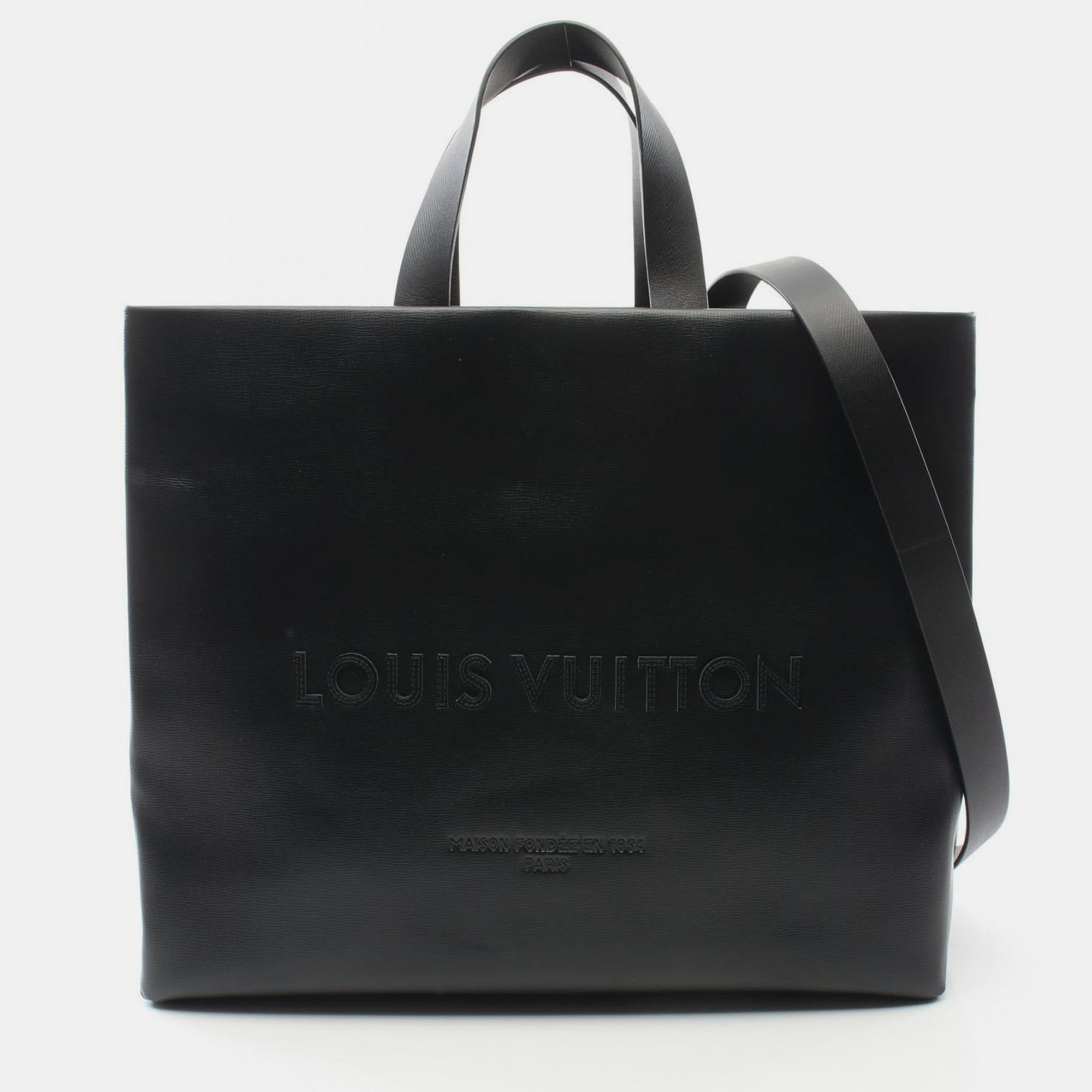 

Louis Vuitton Shopper MM Black Leather Tote Bag
