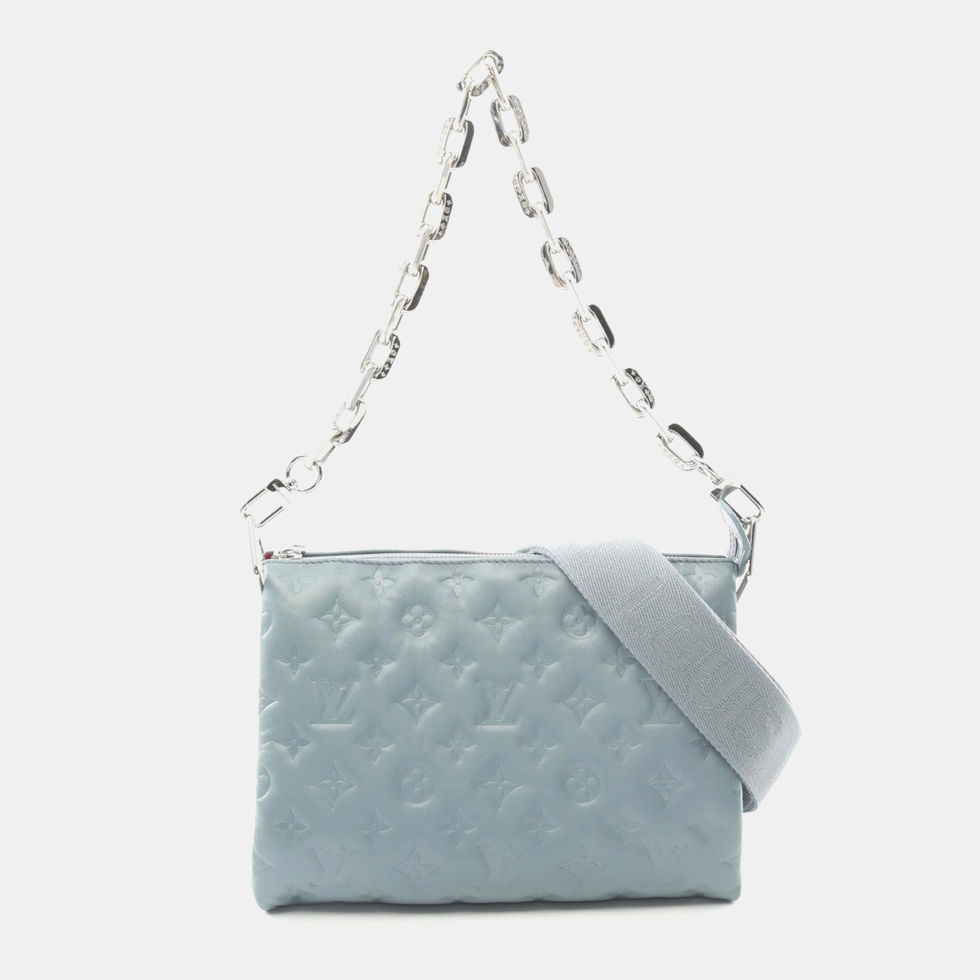 

Louis Vuitton Coussin PM Blue Empreinte Leather Monogram Shoulder Bag